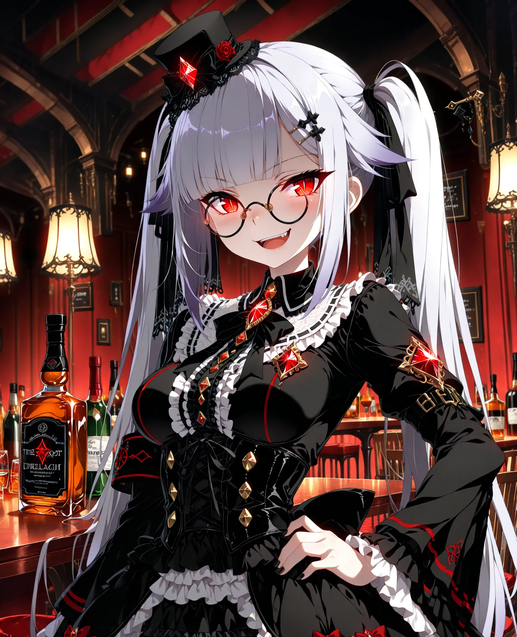 ((Exquisite Quality, masterpiece, best quality, ultra-detailed, vibrant colors, in 8K resolution, detailed illustration, rich contrast, best lighting, sharp focus, (EyesHD:1.3))). BREAK, ((Anime-style cute gothic girl with (silky light purple hair:1.3) sty...