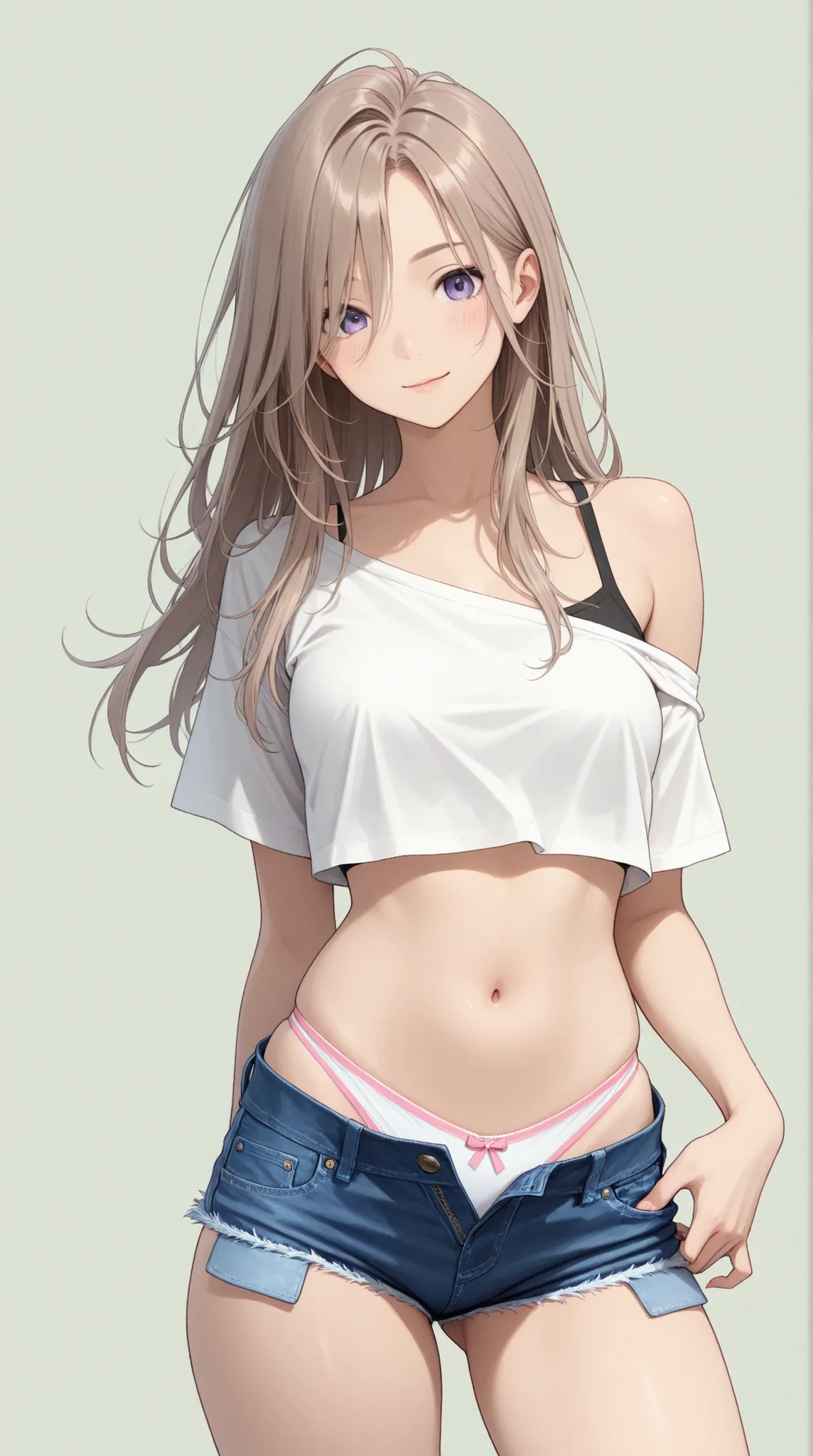 female, High sense, denim hotpants, Crop Top Off Shoulder Shirts, Super High Leg Cut Panties,
