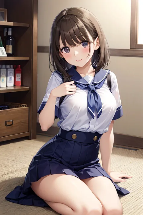 すらりとした体格の女性で、引き締まった, 豊満で大きな胸が広く広がっている, 深い, そして大胆に強調された胸元, 肩の開いた白いブロケードのジャケットを着ており、豊かな胸元が露わになっている, 赤い彫刻のようなコルセットの下には、複雑な金の装飾とデリケートなチェーンタッセルがついている, ウエストの高い白いシルクのスカートには、金の縁取りのついた脇スリットがある, 苔むした石の小道の上で、咲き誇る赤い薔薇の茂みに囲まれるように優雅に膝まずいている, 右膝は曲げられ、足裏が地面につき、左足は後ろに伸ばされ、つま先が伸びている, 腰が三分の四回転して、細い腰回りと滑らかな腰の曲線が強調されている, 上半身がわずかに左に捻れ、背中が反り返り、肩が引き上げられて胸が強調されている, 右手が彫刻の石のベンチに軽く置かれ、指が広げられ、大理石の筋が見える, 左手が太ももの上に置かれ、指先が散らばった薔薇の花びらに触れている, 頭を5度下げ、8度右に回転させ、ゆっくりとした自信に満ちた笑みを浮かべながら、視線を下ろしている, 唇がわずかに開いて歯が少し見えている, 温かい夕暮れの太陽が、葉の茂ったバラの天蓋を通して降り注ぎ、彼女の肌を陶器のように輝かせ、その姿と石の上にまだらな光の模様を作り出している, 優しい金色の縁取りが彼女のシルエットを浮き立たせている, 背後には、薔薇の蔦が這う白塗りの石造りの小屋と、葉間から見える石板屋根が見える, 遠くに雪をかぶった山頂が、澄んだ碧空に浮かぶ優しい雲の中に見える, 背景にある装飾的な鍛造の門と小道は、浅い被写界深度によってぼやけて見える, 花びらに付いた露の粒が光を反射している, そよ風が散らばった花びらを彼女の足元で渦巻かせている, 長い髪が一本一本丁寧に描かれている，，，


,、 、、,,，，，，, 、 ， ,   ， 
、、
, ,( masterpiece, best quality, high resolution, ultra high resolution, pixel perfect, depth of field, 4K, RTTX10.0),
、Anegasaki Nene, shiny brown hair, beautiful brown eyes, smiling face, sparkling pupils, (fine grain), , highly detailed face,, (masterpiece:1.2, best quality), ((only1 girl)), ((cowboy shot：1.5))