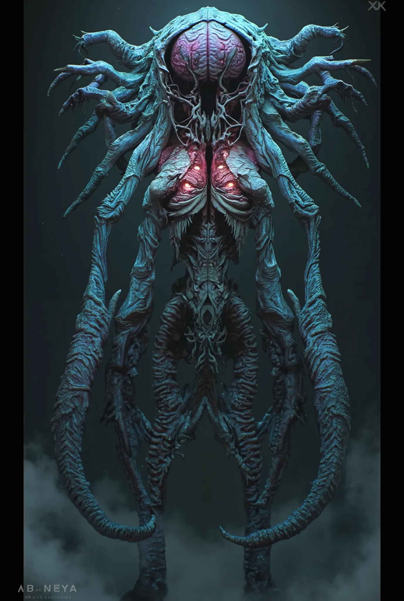 The terrifying monster Mozuma has a terrifying appearance with its outer skin and internal organs reversed, and its brain is visible from the outside. It is said that during the day it takes the form of a beautiful woman, but at night it spits out its inte...