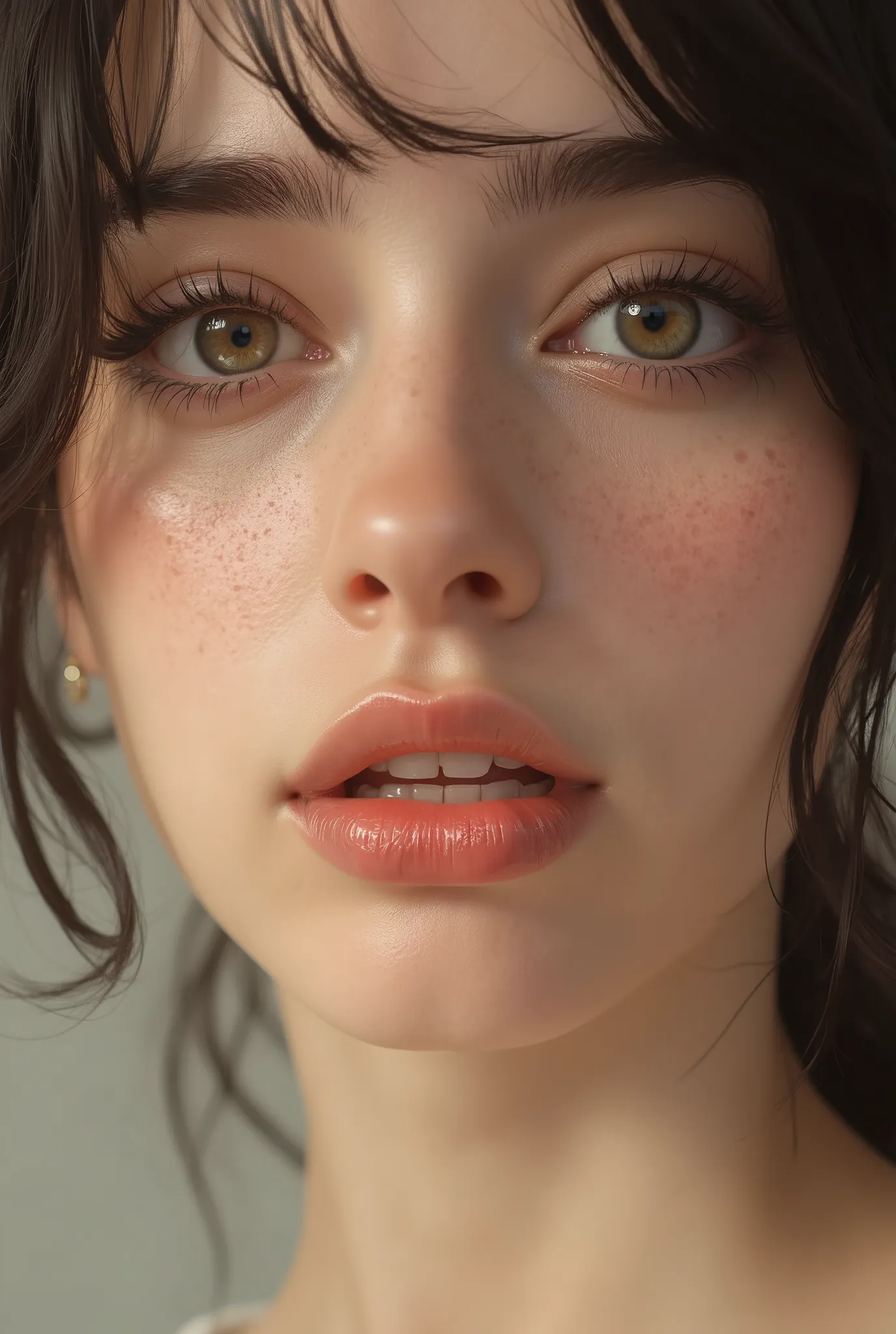 (Best Quality, 4K, 8K, High Resolution, Masterpiece:1.2) , (Super Detailed, Realistic, Photorealistic:1.37), beautiful face close-up, Highly detailed eyes, double eyelids, long eyelashes, slightly thicker lips, Half beautiful girl, super detailed moist ski...
