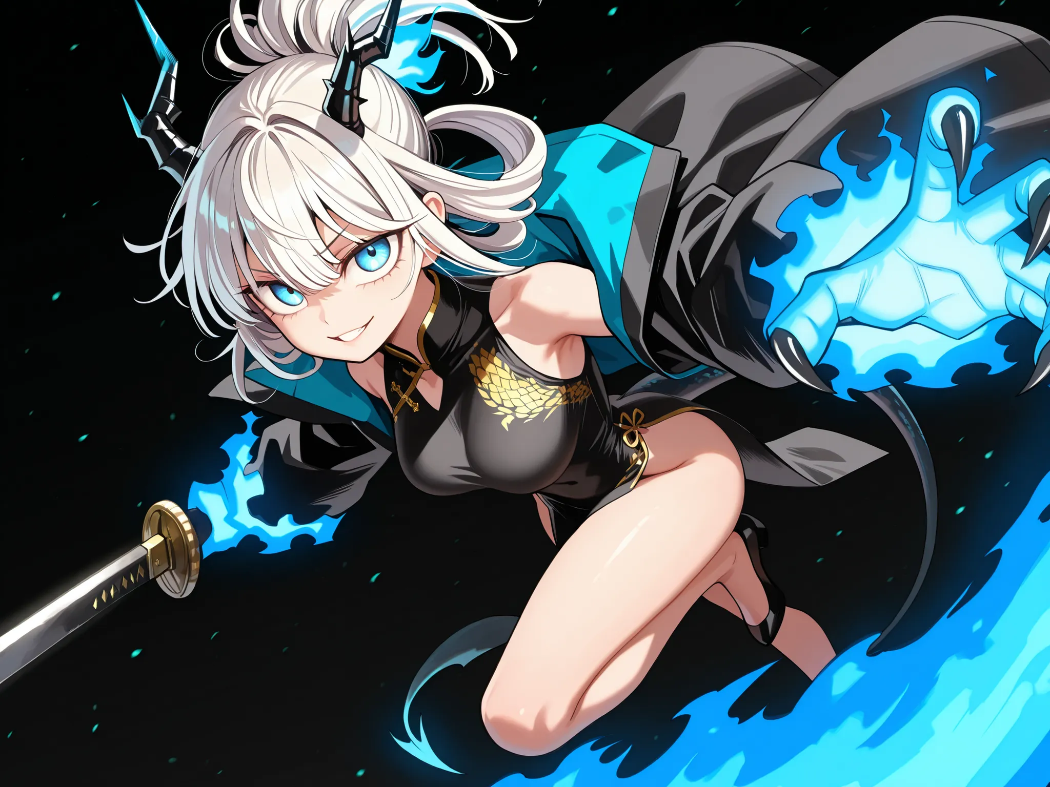 Alone, 1 girl, small and short body, small Character, short Character, short Character, Character 1.50 meters tall, small and short body, young Character, Character;

white hair, the Character's hairstyle must be the same as Tatsukami's from "One Punch-man...