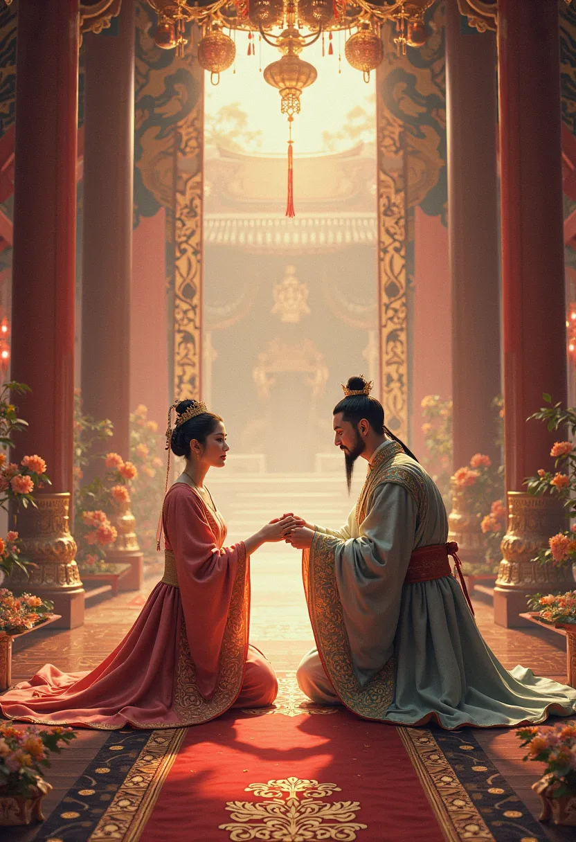 Nanhua style, Emperor of the Imperial Dynasty of Tamaza, Kneeling Queen of the Kuqing Dynasty, Mangzhou Clothing, Luxurious Decoration of the Forbidden City