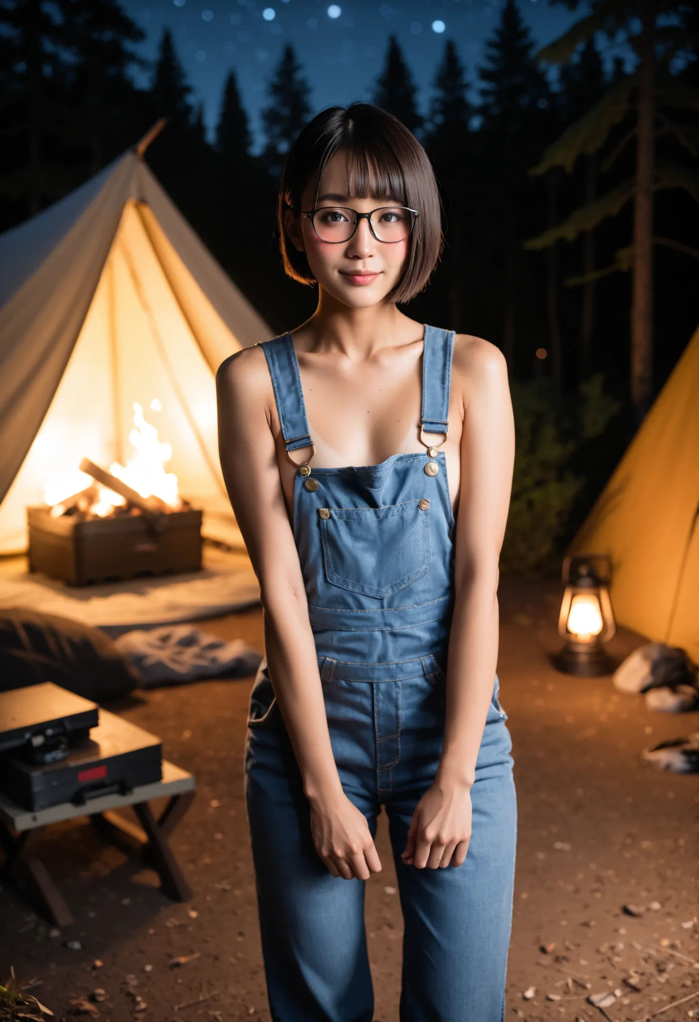 score_9,score_8_up,score_7_up,source_real,real skin, BREAK asian female mountaineer, japanese idol,25 yo,(blushing:1.3), (brown short hair:1.4),(lob cut hair:1.2),(slender body),tan_lines,smile,(flat chests),(Glasses:1.2), (Standing:1.2) ,(wearing long pan...