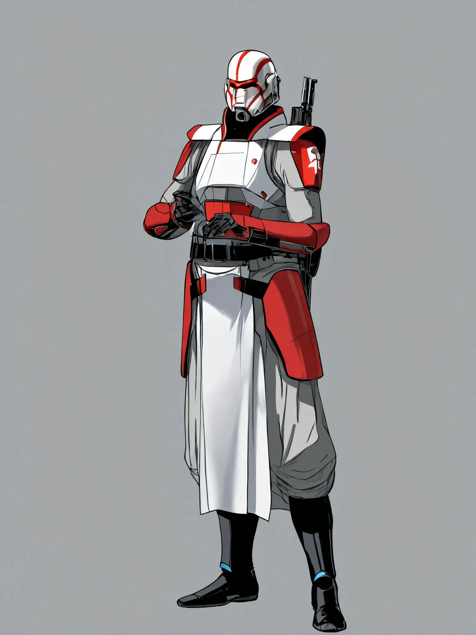 A male jedi templar sci fi military group full body: