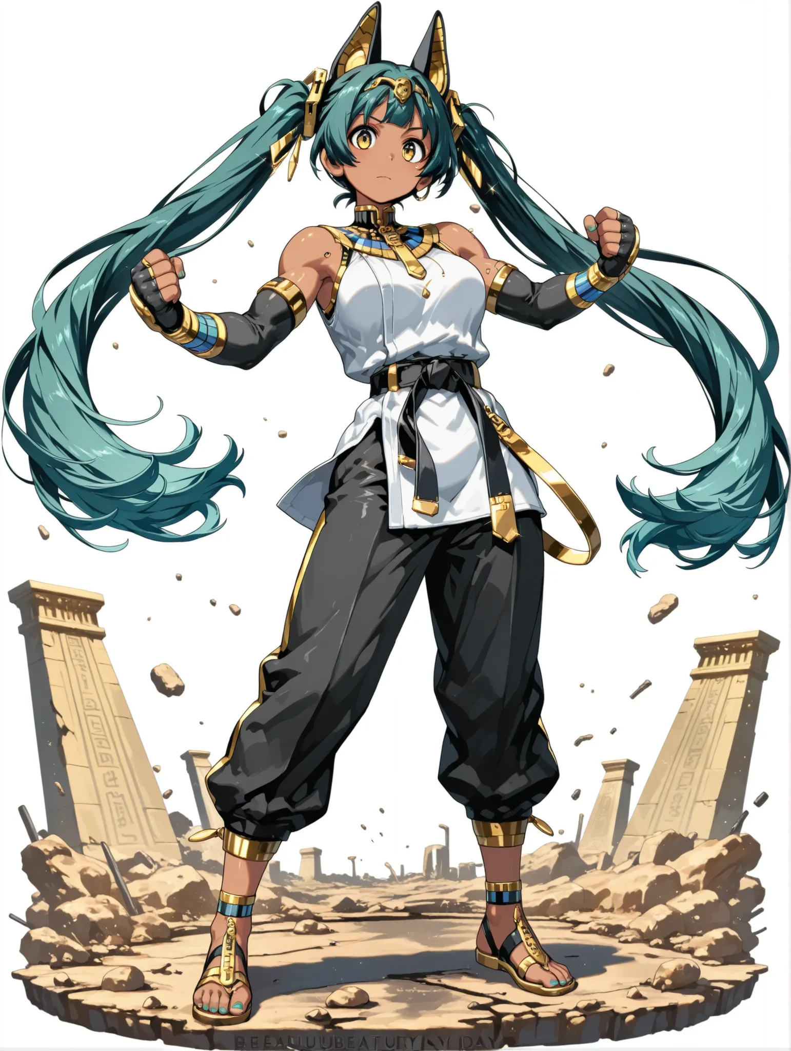 (masterpiece、Highest Quality、Highest Quality、Official Art、beautiful and beautiful:1.2)、(1 girl on break day:1.3)Hatsune Miku、beautiful breasts、light green twin tails、(masterpiece, Best Quality), (detailed hair), Ultra Details, anime style, full body, solo,...