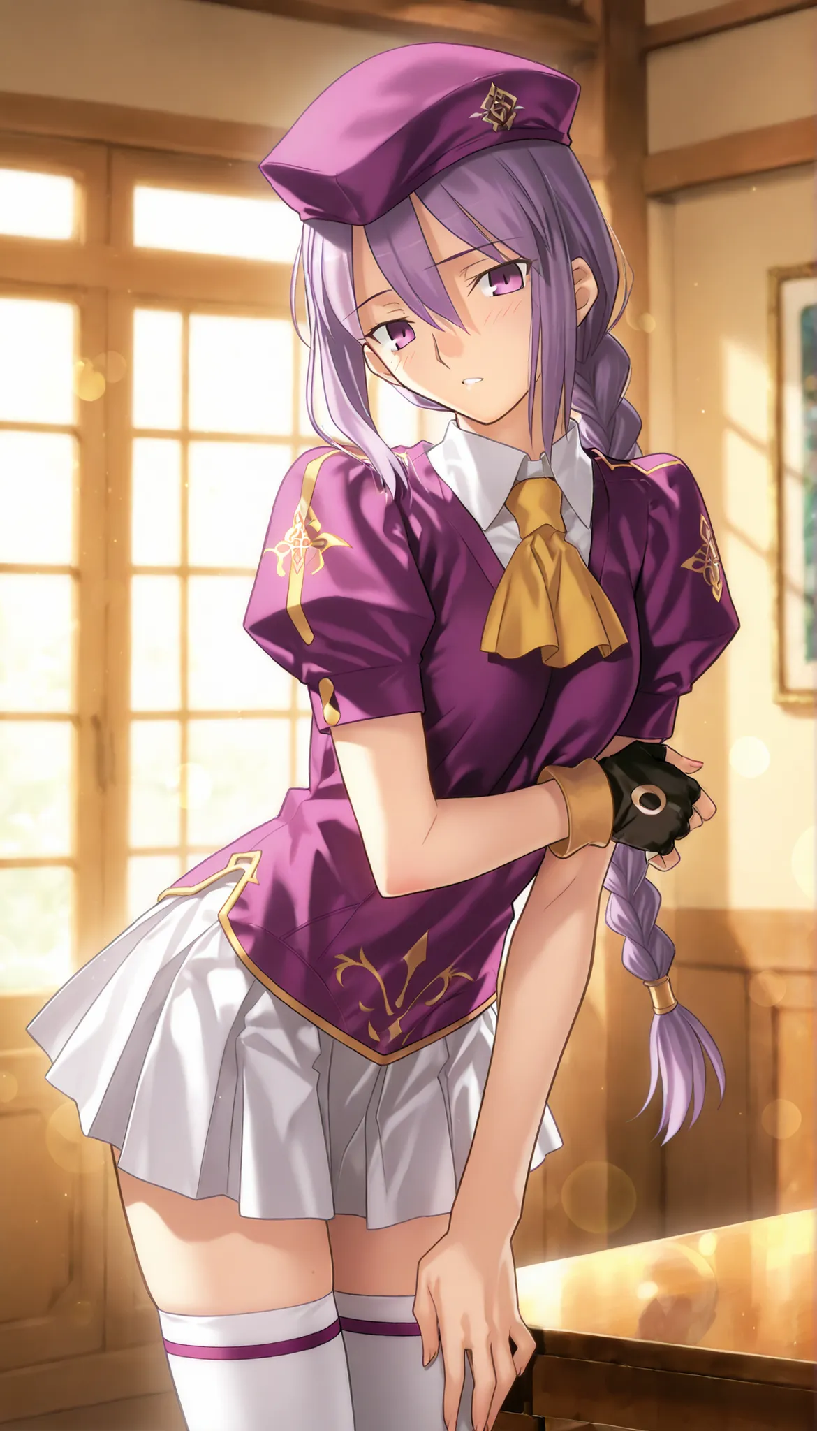 masterpiece, , absurdres, highres, detailed background, high resolution, masterpiece, necessary, detail, best quality, quality, necessary, details, High details, Precise, 8k indoors, (((chaldea))), lens flare, blurry background, from side , ...
