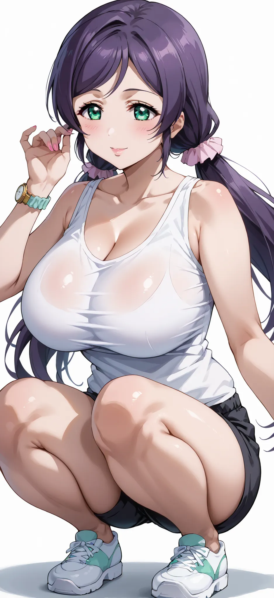 score_9, score_8_up, score_7_up, source_anime, 4K,perfect fingers,(perfect hands, perfect anatomy),prefect lighting, very aesthetic, intricate details,highly detailed background, masterpiece, high quality, best quality,
nozomi toujou, green eyes, purple ha...