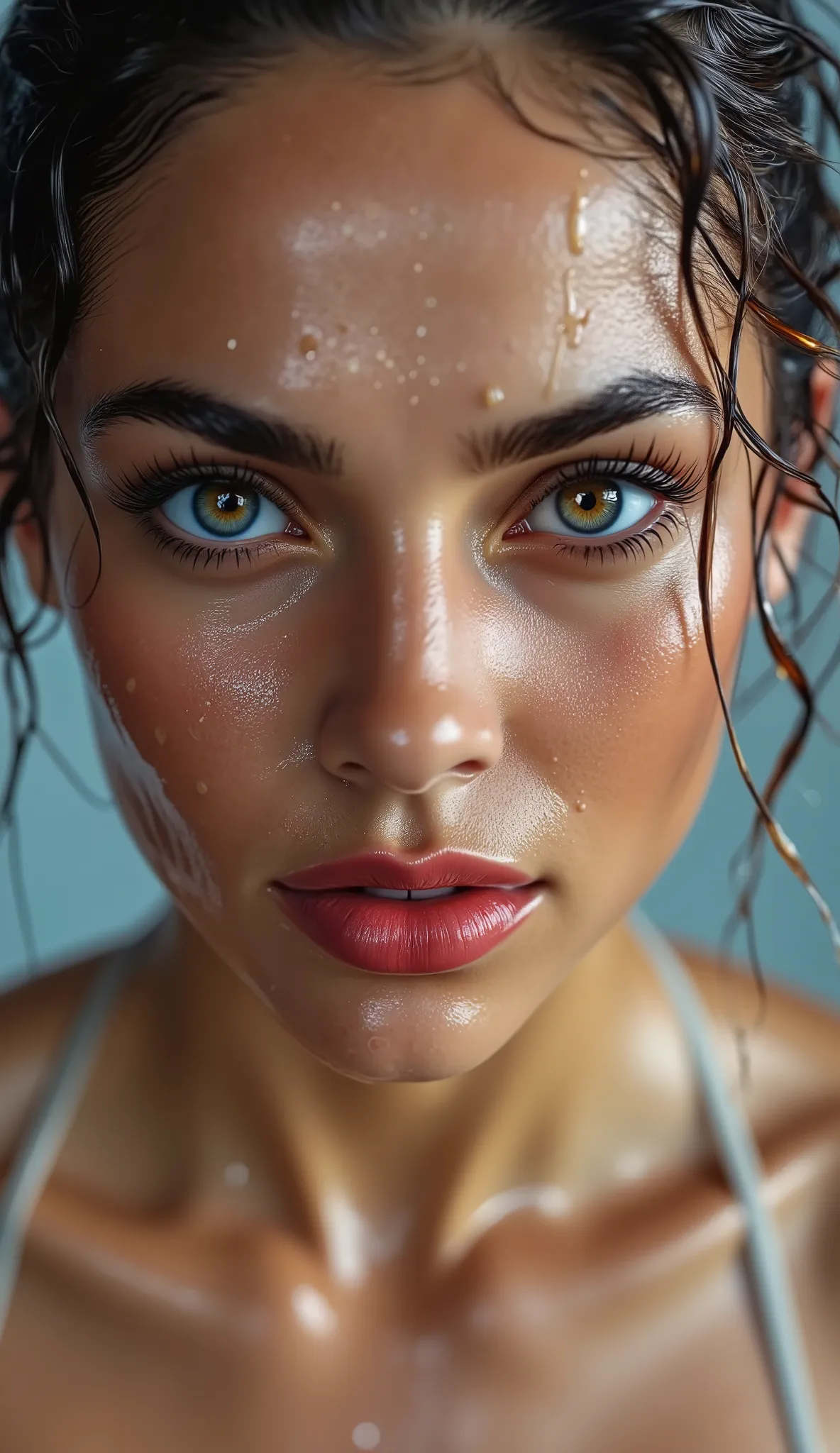 Realistic (photorealistic Realism), (high resolution), ((intricately detailed digital art)), professional photography, ((portrait)) a cute 1 Female, European, (ultra realistic texture details: velvety skin, hair),((close-up of her eyes:1.4)),((sharp focus,...