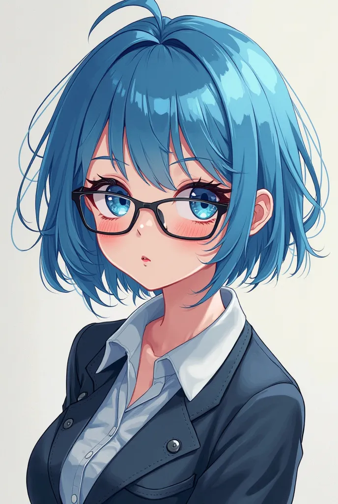 Girl with glassesเช็กชีblue hairหน้าตาน่ารักอายุ18ใส่ชุดเดด,Cute girl,Girl with glasses,pretty face,blue hair,Dead Neve 2D anime