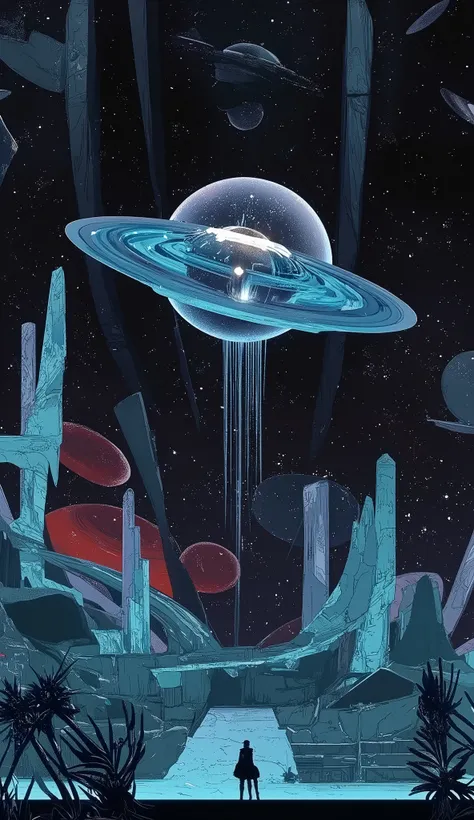 A domed water park that travels between the planets in space、Wearing a space suit、TREE SLIDE、attractions、photographic realism、extreme detail、professional、vivid colors、Bokeh、Planet Exploration 、no gravity、GLASS CAPSULE、SMOOTH AQUA、Reflections、neon light、dem...