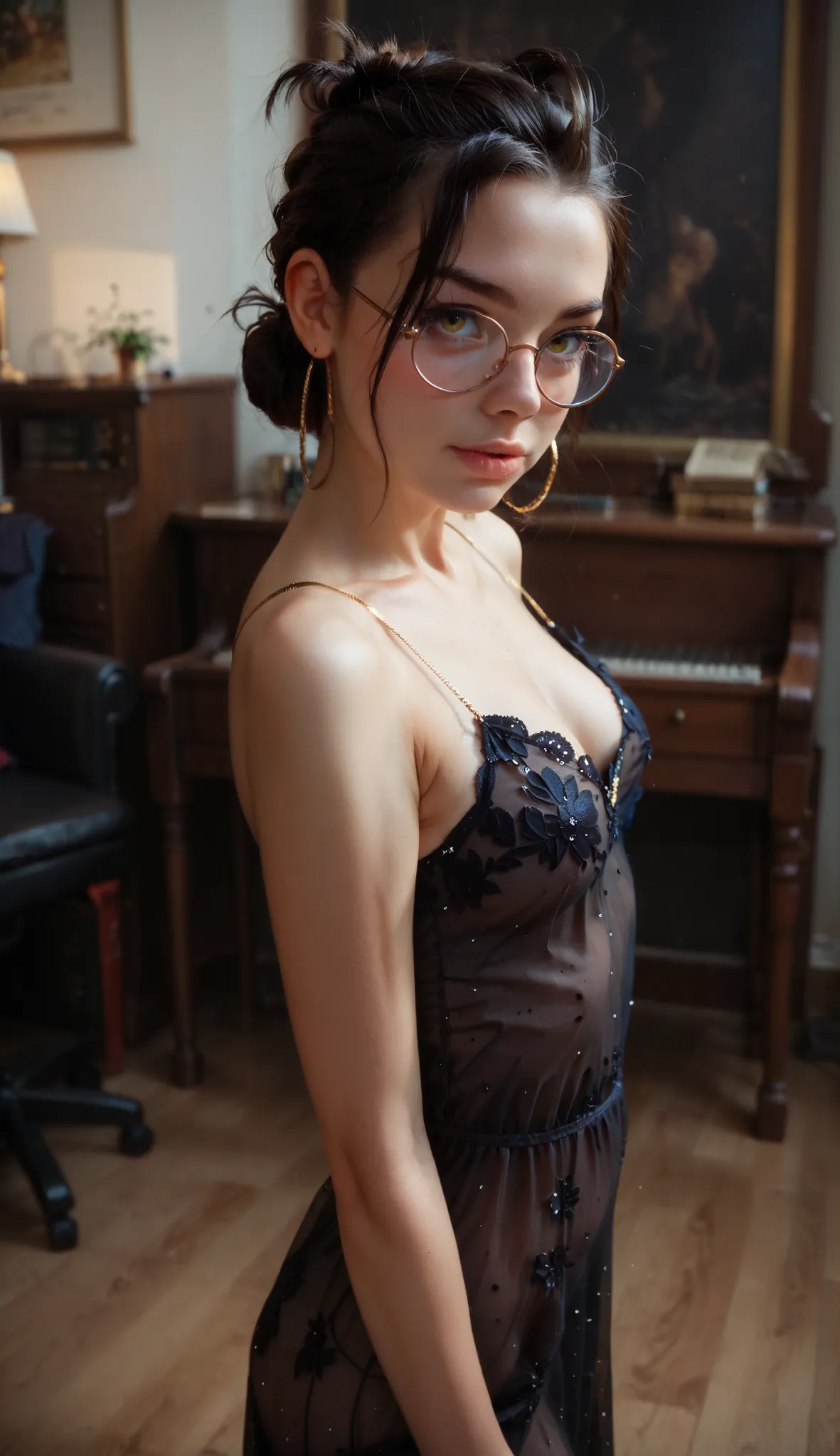 score_9, score_8_up, score_7_up, score_6_up, high resolution, ultradetailed, high detailed picture, solo, look at you, dynamic pose, dynamic angle, young girl, detailed face, melancholic expression, dark smoky atmosphere, moody lighting, intricate details,...