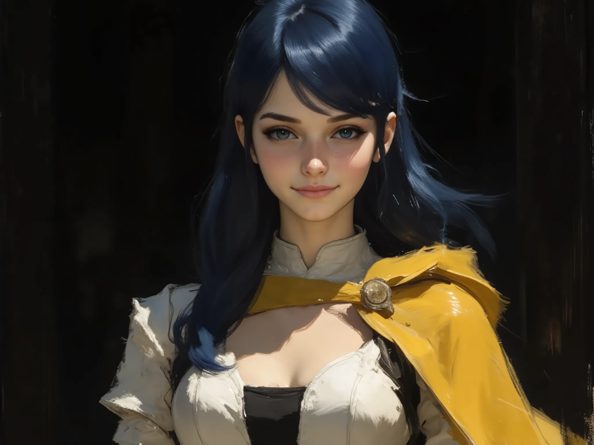 Close-up, (((RAW, professional photograph))), A very beautiful 22 year old a lady paladin warrior, (((long hair))), (((Dark Blue hair))), (((shiny hair))), (((beautifully detailed eyes))), (((Light Sky Blue eyes:1.5))), (((bright eyes))), (((beautiful and ...