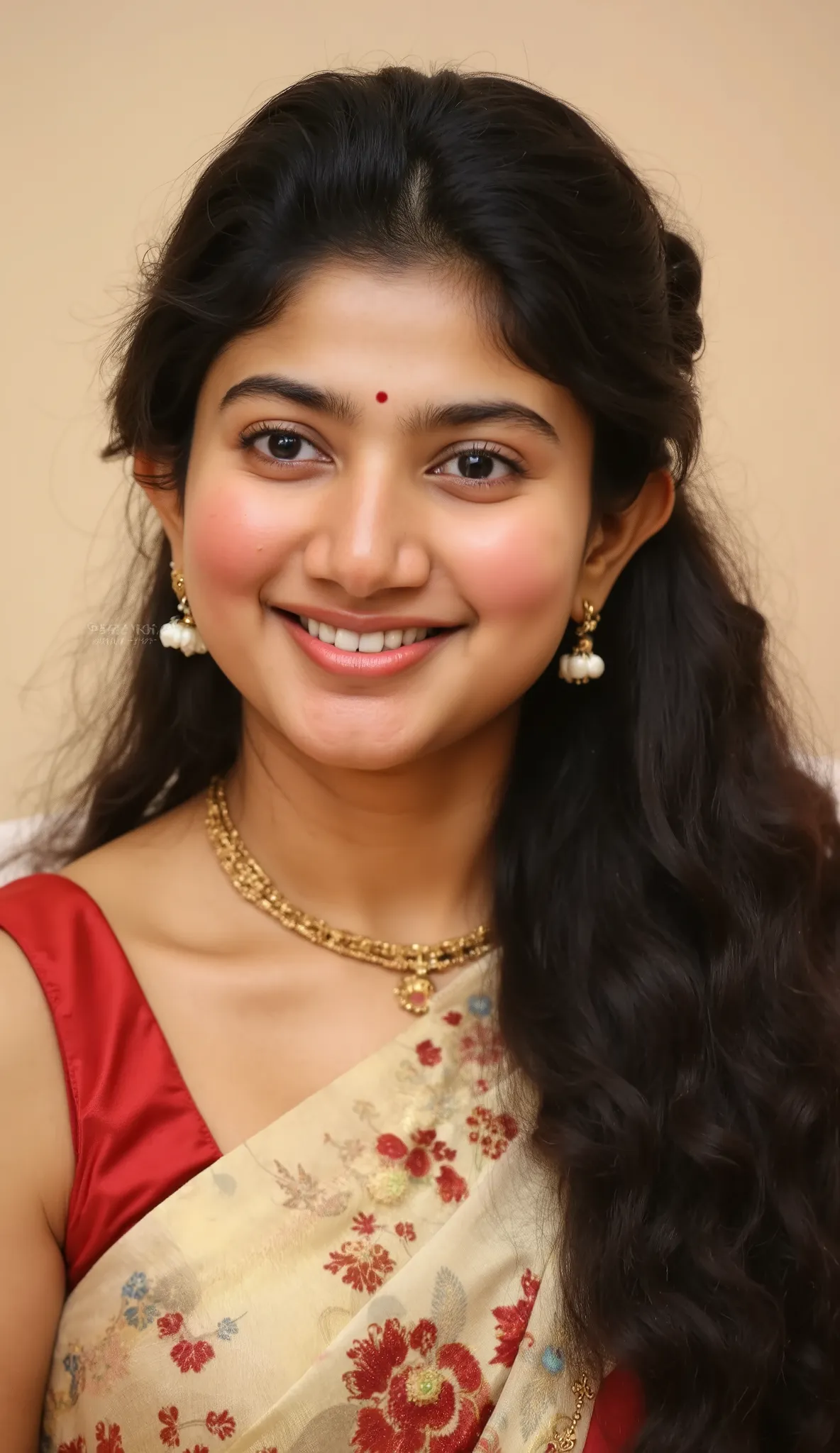 "Timeless_Tradition_PDXL_PlainBG
(masterpiece:1.21), (bestquality:1.21), 8k, ultra-detailed, high detailed, depth of field, vibrant lighting, traditional South Indian attire, wearing a colorful saree, jasmine flowers in neatly tied hair, gold necklace, sol...