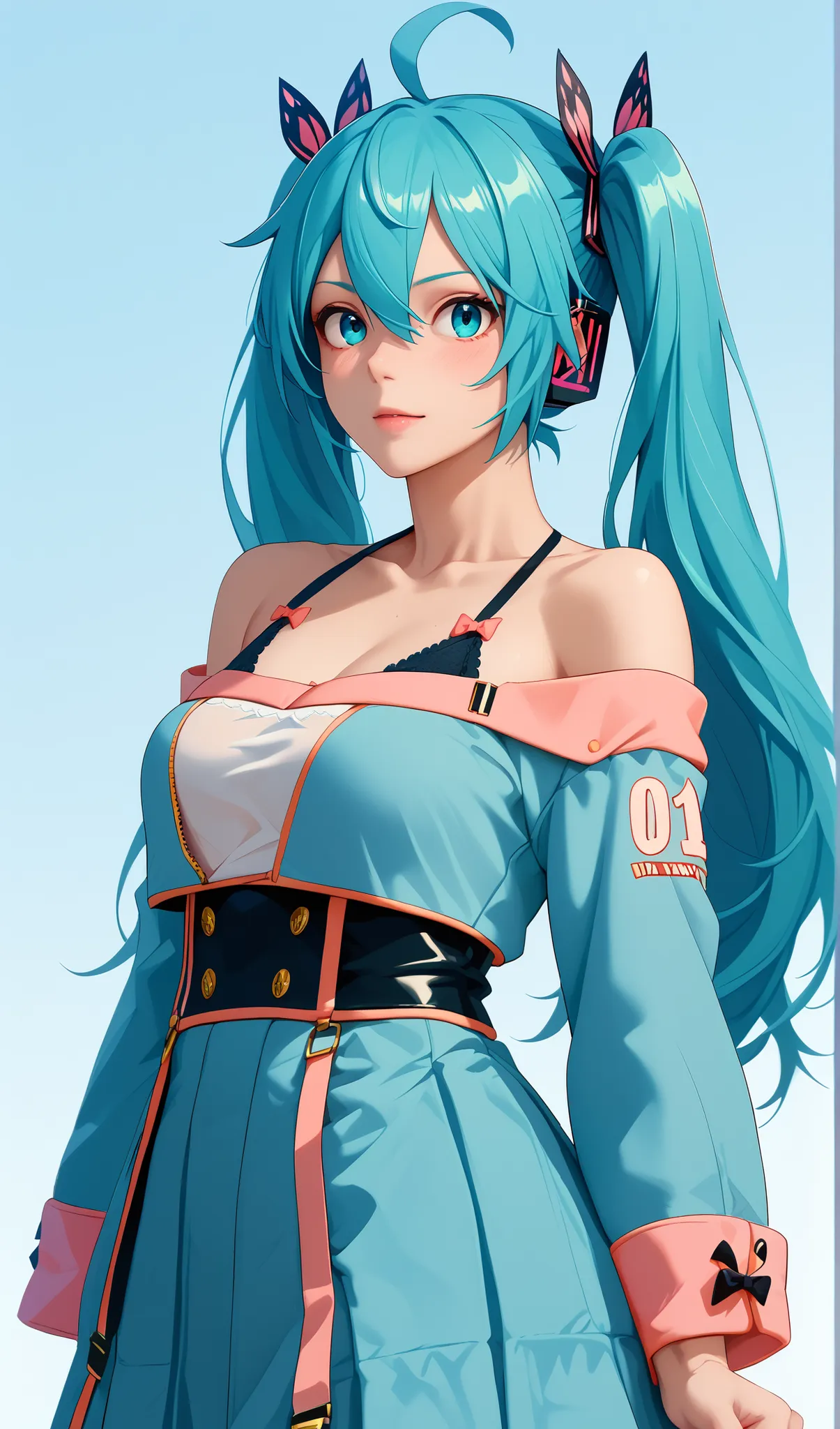 score_9, score_8_up, score_7_up, score_6_up, from the front, from the front,  , (cowboy shot), hatsune miku&#39;Su ropa solo cubre su trasero y pezones