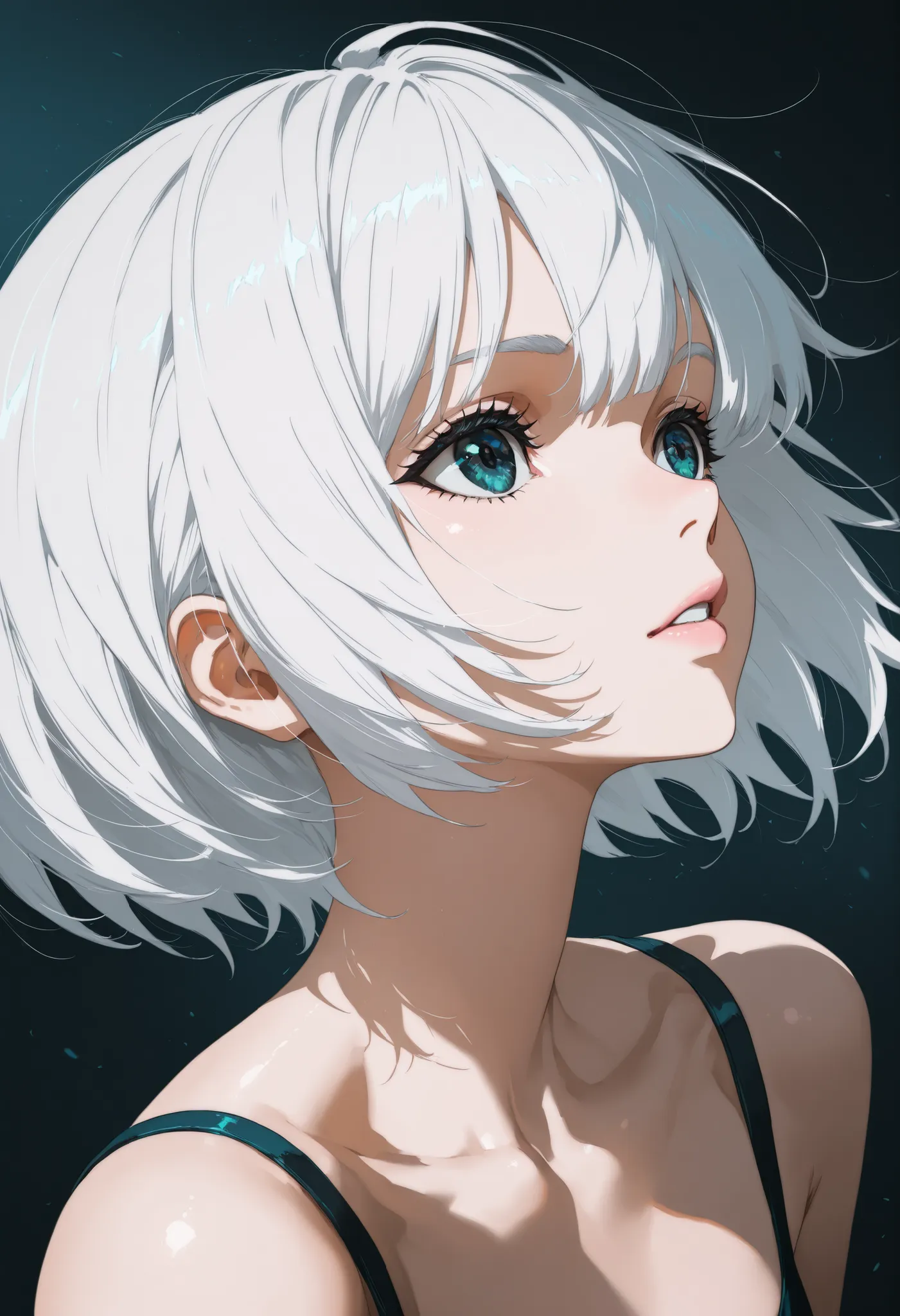 masterpiece, Yoji Shinkawa style, trending on artstation ,1 girl , short hair, white hair