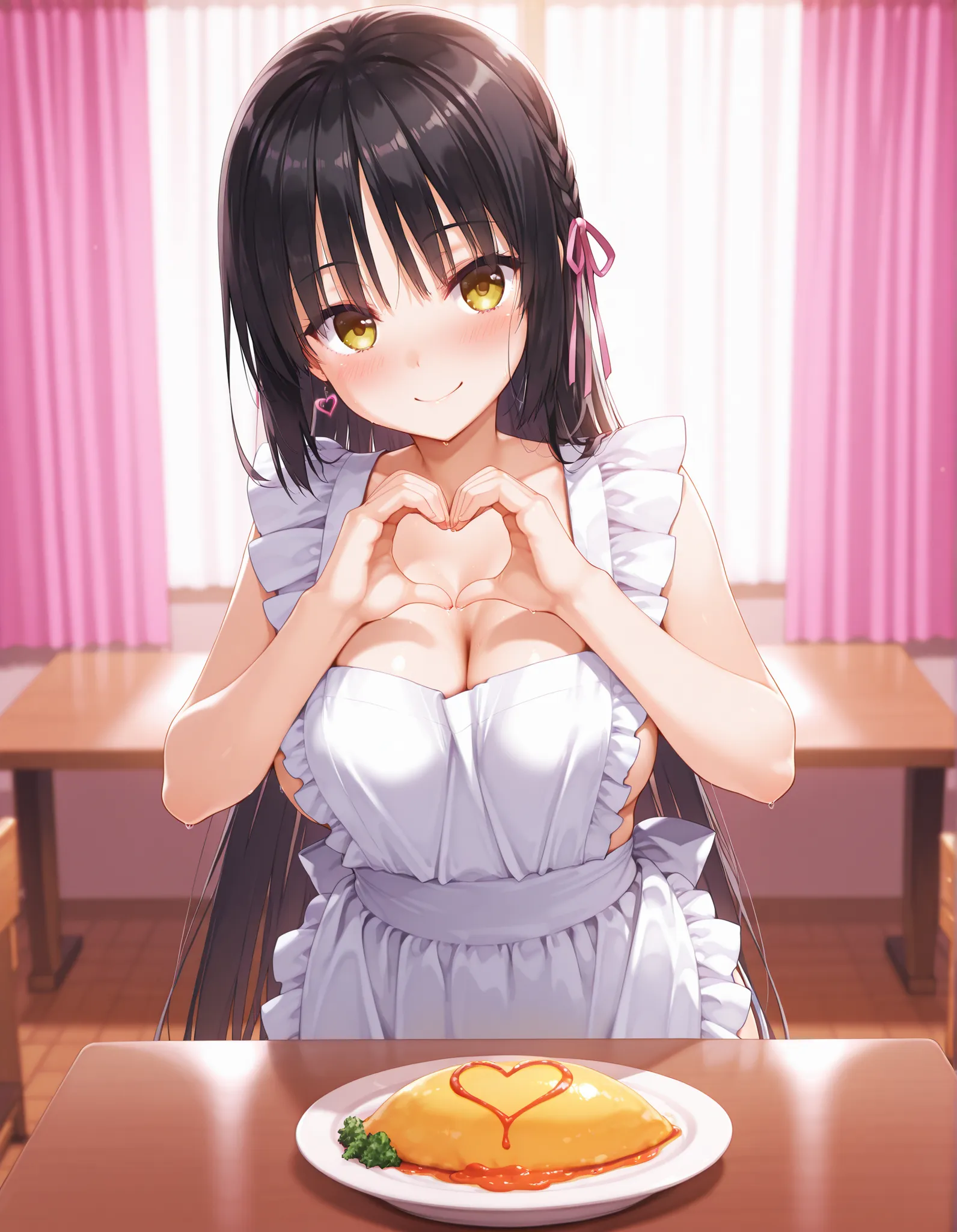 solo、score_9, score_8_up, score_7_up, score_6_up, score_5_up, score_4_up, 最high quality, masterpiece, Super Detail, high quality,

shiki natsume , Cafe Stella and Reaper Butterflies , Muririn  ,

black hair , bungs ,   long hair、yellow eyes、

blurry backgr...
