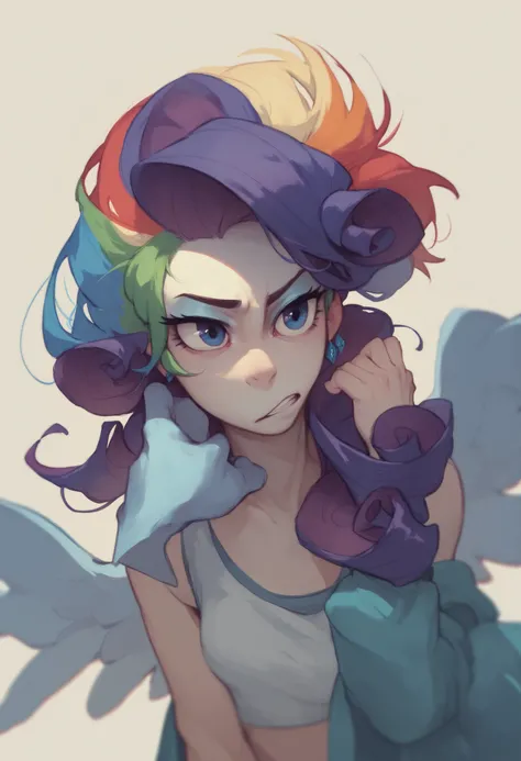Change Rarity's outfit to match Rainbow Dash's while keeping her own style.