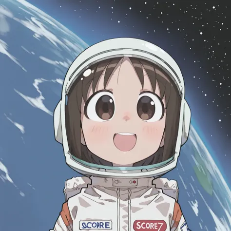 On the moon, space, planet earth in the background, Style matching sabotenman, (artist:sabotenman), Artist:tukiman02, (solo, score 9, score 8, score 7, Best quality::2.5, artwork::2.5, Masterpiece::2.5, Beautiful features, good anatomy, realistic look, Cut...
