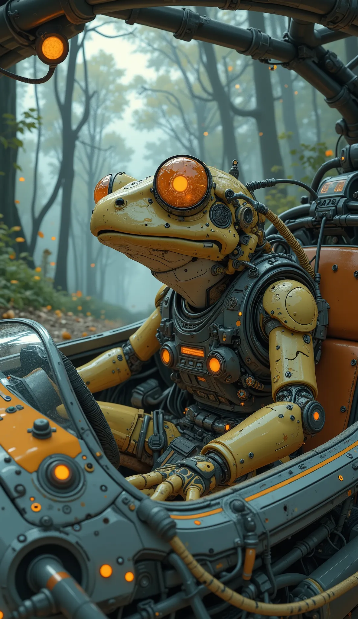 Masterpiece, the best quality (((Pot racer volador The stars wars 1))) The ((color gris oscuro y Thetalles amarillos)), Open cockpit, ((windscreen)), ((Vaina The carreras)), Theslizándose a través The un espeso bosque The coníferas, (((style windshield the...