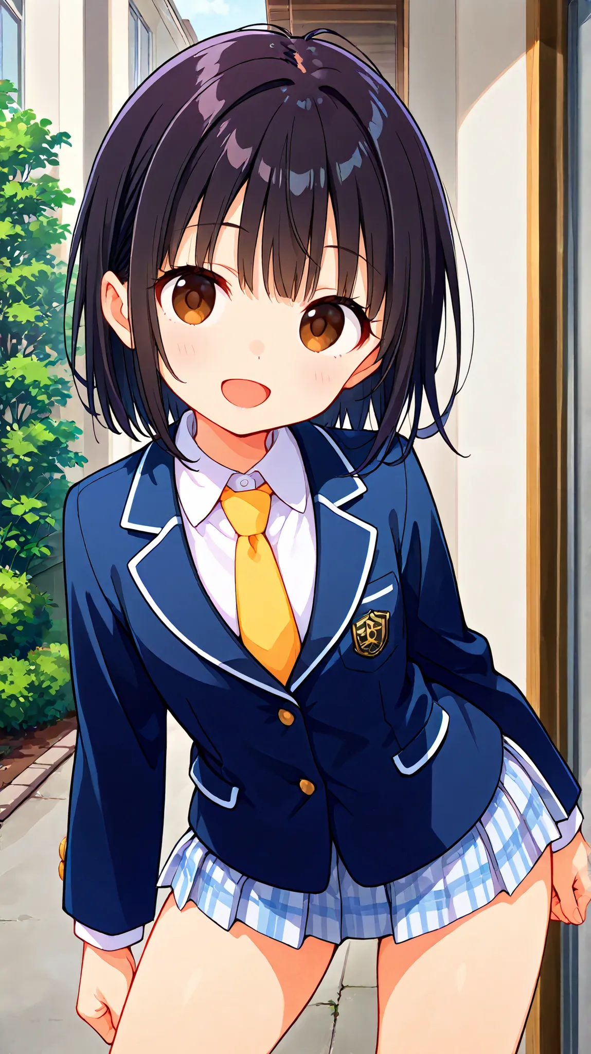 ,((anime style)),score_9, score_8_up, score_7_up,masterpiece, best quality,ultra detail,
(residential area),negishi masako ,1girl , ((solo)),
short hair,black hair ,long bangs,brown eyes,round eyes,(Flat Chest),
school uniform,(((blue blazer))),light blue ...