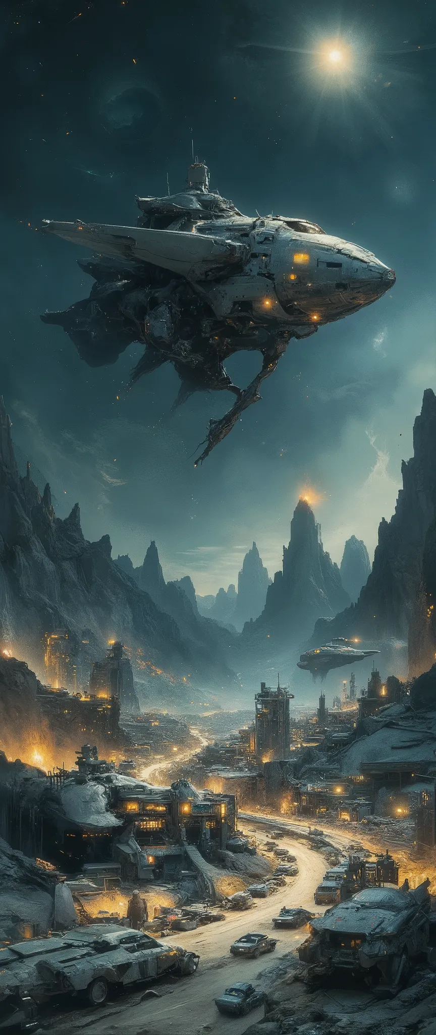 A very beautiful landscape of moon-surface. military base \(beautiful,Spectacular,beautiful architecture. Runway\( spaceship takeoff to the moon \(Wearing a Battle Suit \)\). Marshaler\( \) many combat spaceships that guide . piloted the last lin...