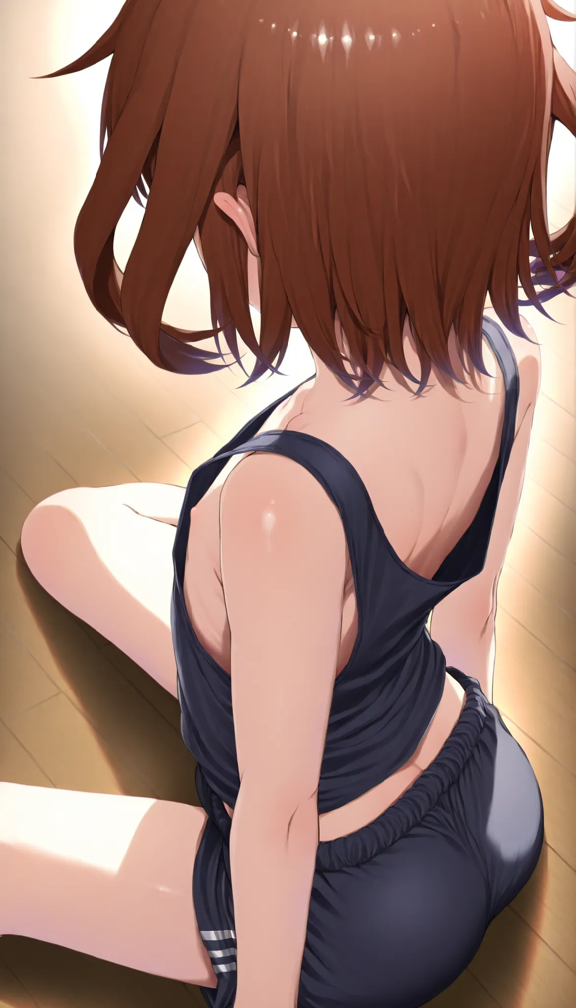 (Ikazuchi(Kantai Collection),sitting on floor:1.5)、(ultra small chest:1.1)、(ultra flat chest:1.1)、(downblouse:0.7)、(nipple slip-out:0.7)、(ultra super fine illustration:1.1)、(extremely detailed CG:1.1)、(best quality:1.1)、(in the livingroom:1.1)、(ultra slim:...