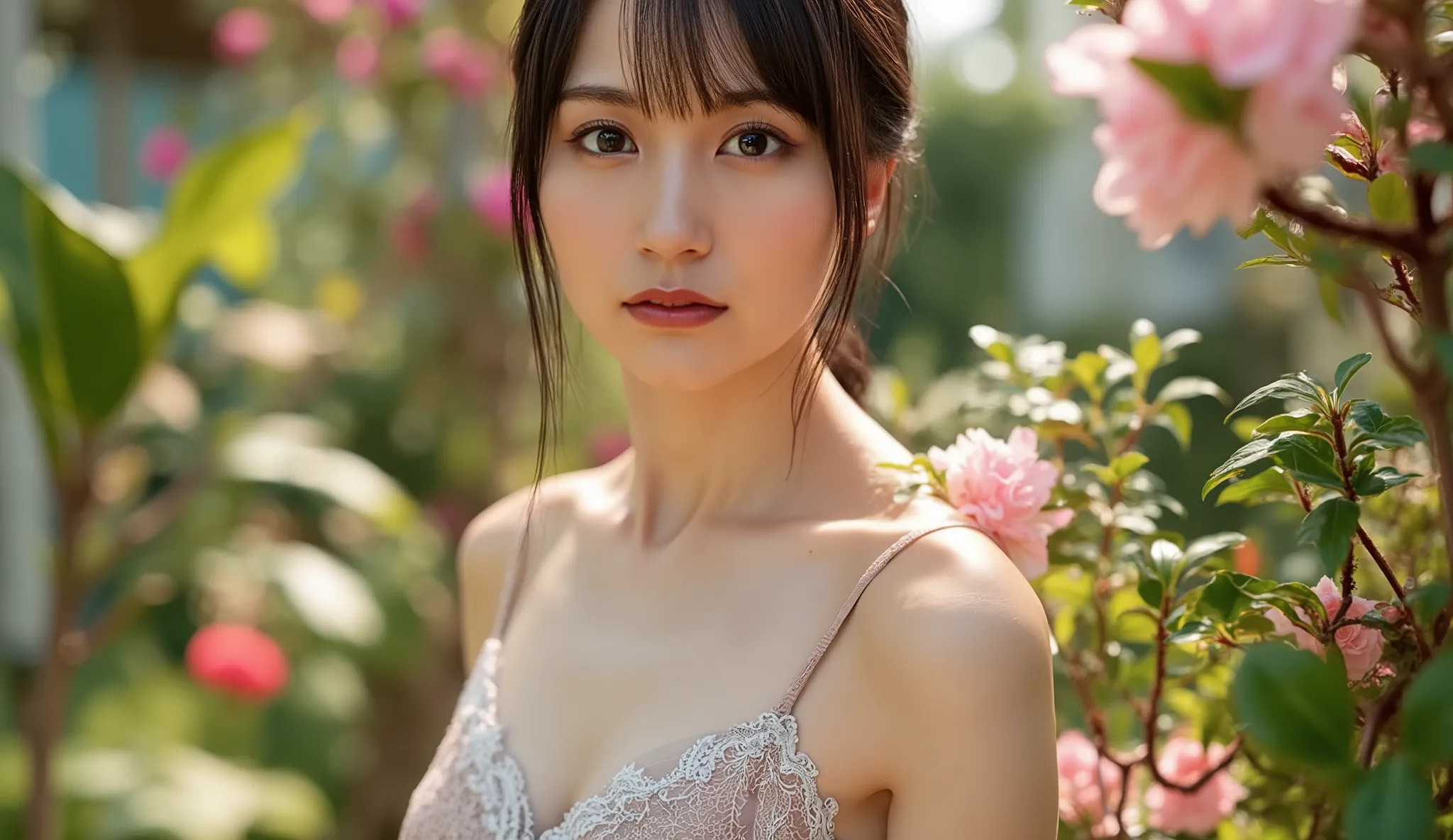 16k, masterpiece, realistic, ((Photorealistic realism)), ハイパーhigh definition, (( super crazy quality , epice masterciece , Exquisitely detailed digital art)), ((Focus on extremely realistic body proportions:1.3), "portrait of a woman { wearing a dress wit...