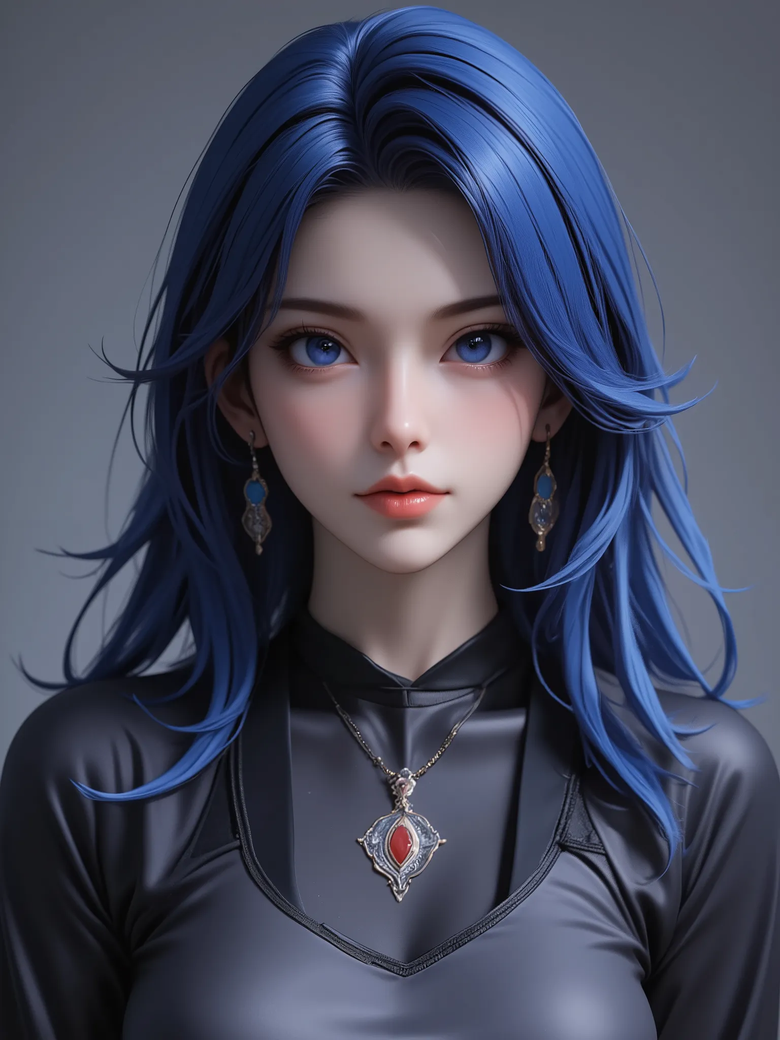 super realism, dark blue hair, super high resolution, 8k, master piece, sublime, fractal, intricate, high quality CG, Beautiful CG, Soft Light, fashion brand image, Fashionable and casual, The Tyndall effect, lifelike, studio, Side lighting, (HD Skin:1.2),...