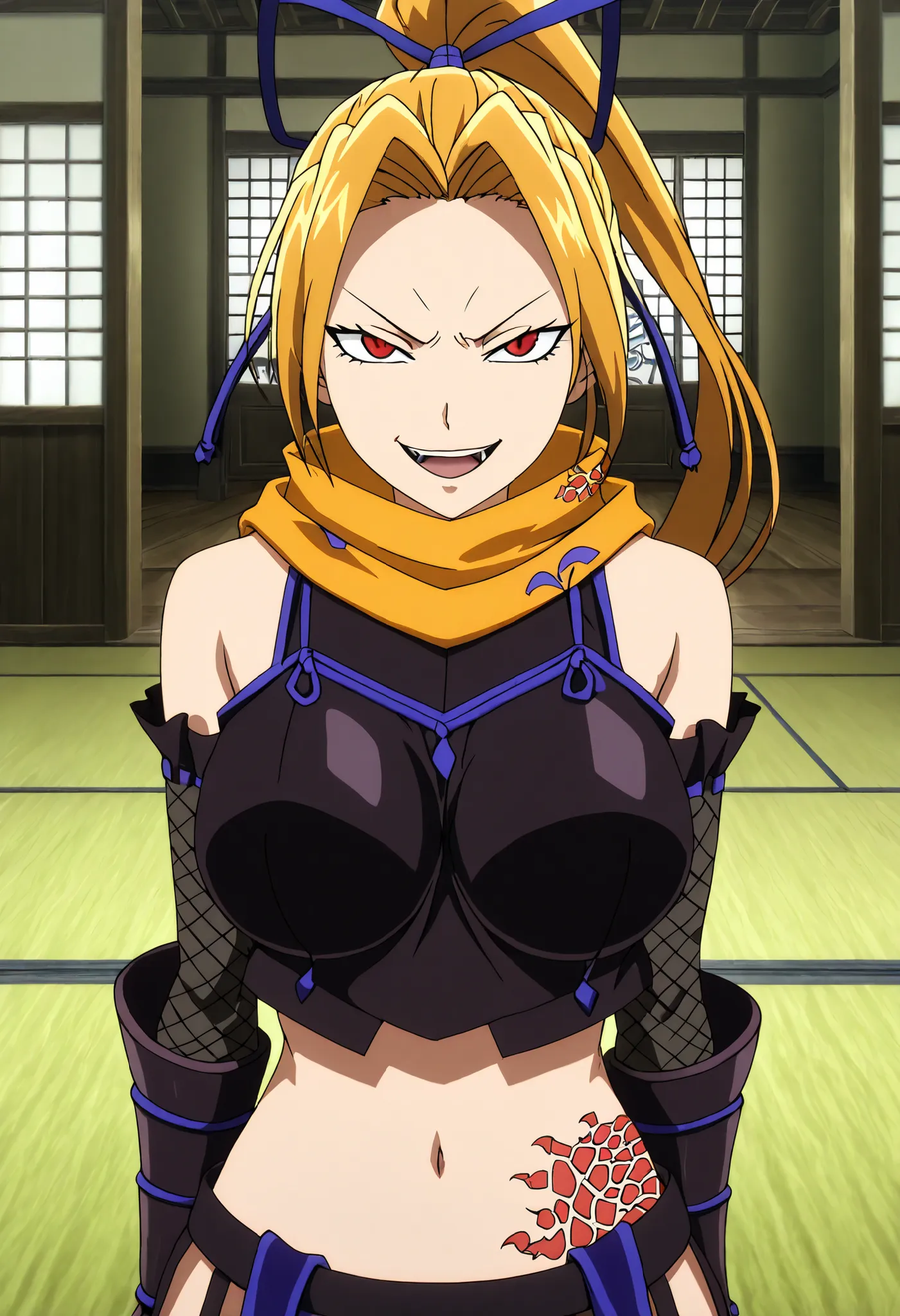 tia, overlord \(maruyama\)
High quality ,  best quality , masterpiece,  High Resolution , detailed face( LoRA: tia),anatomically correct, detailed hair Style( LoRA: tia),anime Coloring
solo, 1 girl
blonde hair, scarf, ninja,  blue ribbon, blue hair ribbon,...