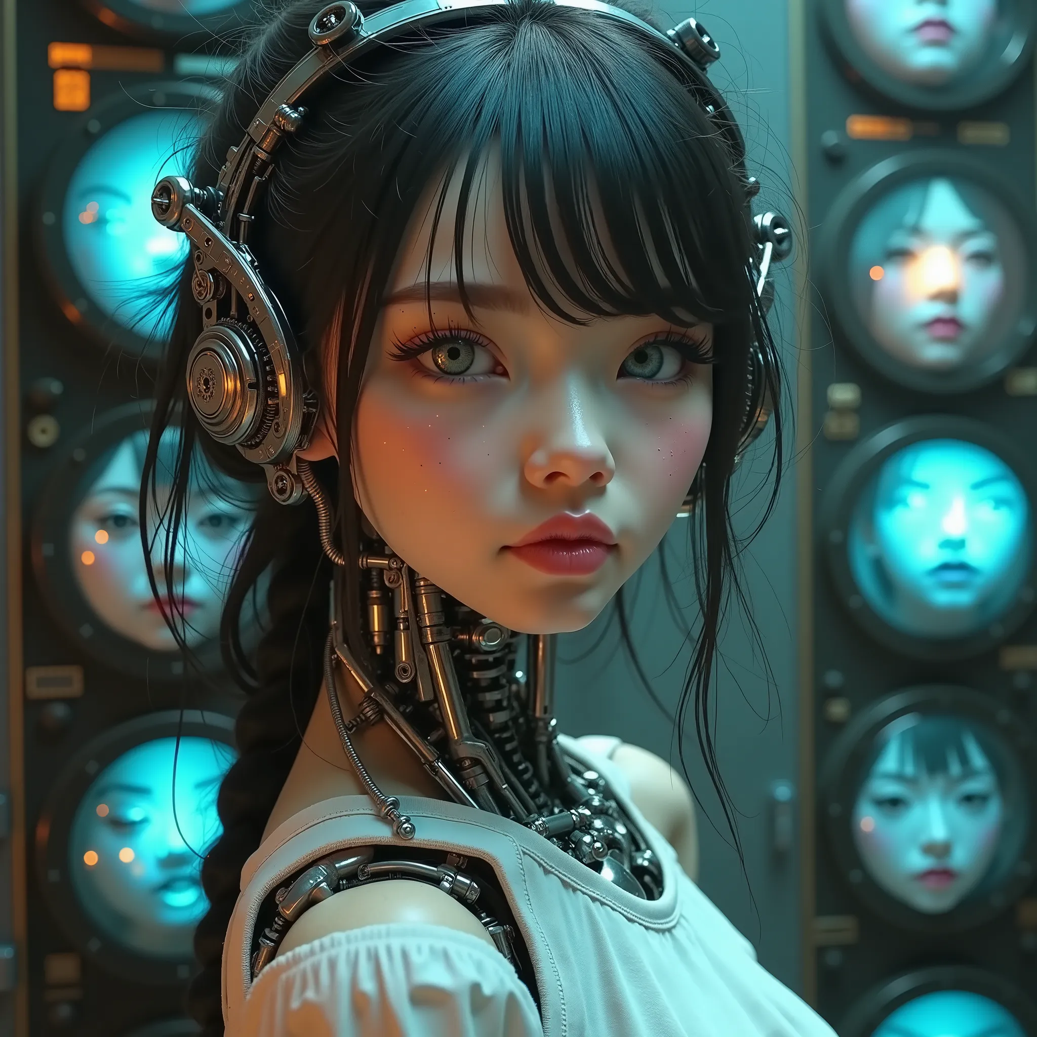 (Masterpiece, Best Quality), ((Mechanical girl, bionic girl, robot girl)), (((Draw a map of her emotions))), (((Draw nine windows, each with a different emotion))), ((With detailed facial expressions and body language)), ((joy, sadness, anger, fear, surpri...