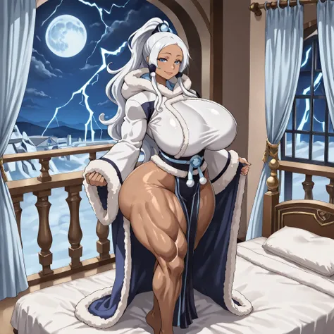 ((insane details, insane resolution, insane detailed background, beautiful detailed eyes, beautiful detailed face, 8k, Mastepiece, ultra quality)), princess yue, 1 girl, solo, long hair, blue eyes, ponytail, white hair, dark skin, dark-skinned female, 1wa0...
