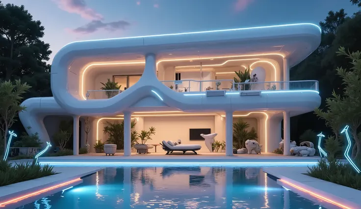 The main body of the villa breaks the conventional pattern of traditional architecture,in front of the door to show a side view Smooth lines,Each surface has a unique angle and curve,Very visually impactful。Color-changing nanocoating,can be accurately oper...