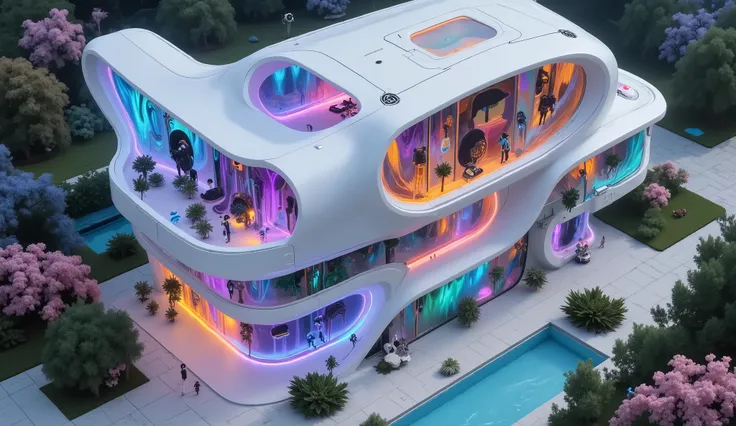 The main body of the villa breaks the conventional pattern of traditional architecture,in front of the door to show a side view Smooth lines,Each surface has a unique angle and curve,Very visually impactful。Color-changing nanocoating,can be accurately oper...
