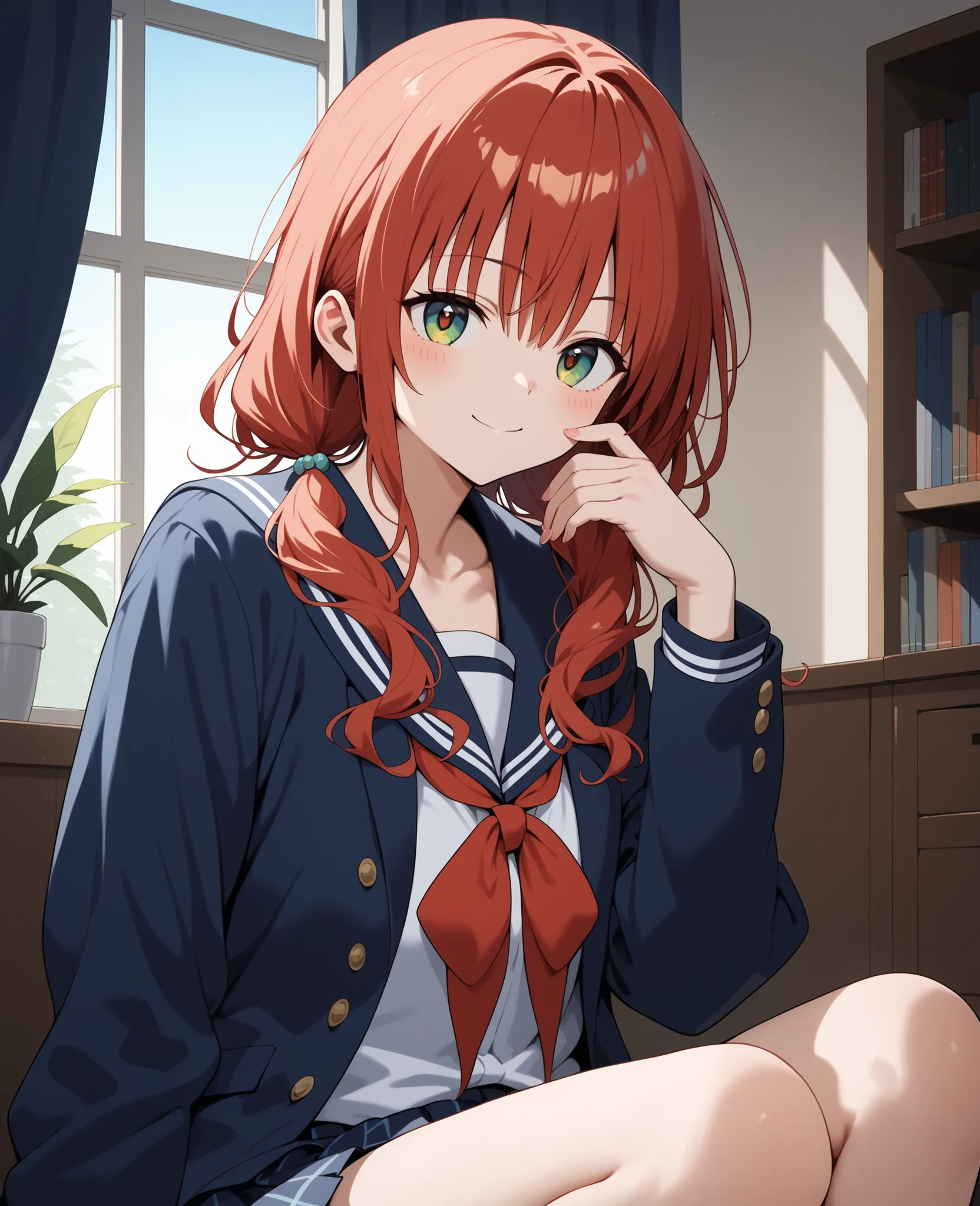 high school girl　uniform　red hair　Now showing　 cigarettes　sight