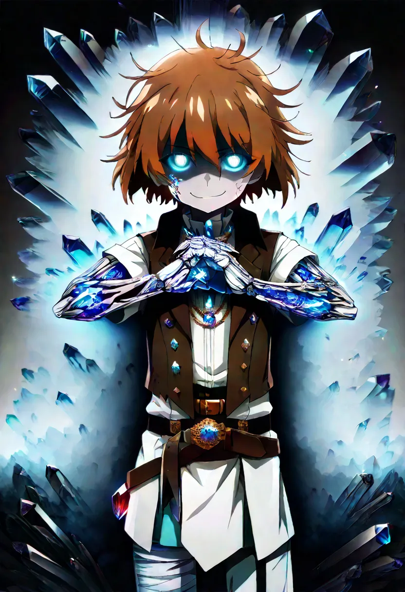 score_9, score_8_up, score_7_up, source_anime, anime_screencap, masterpiece, best_quality, uncensored, higurashimei, cowboy shot, upper body, (tween:1.2), ((kawaii)), 1boy, aqua sclera, aristocratic clothes, bandaged arm, bandaged leg, bandages, belt, belt...