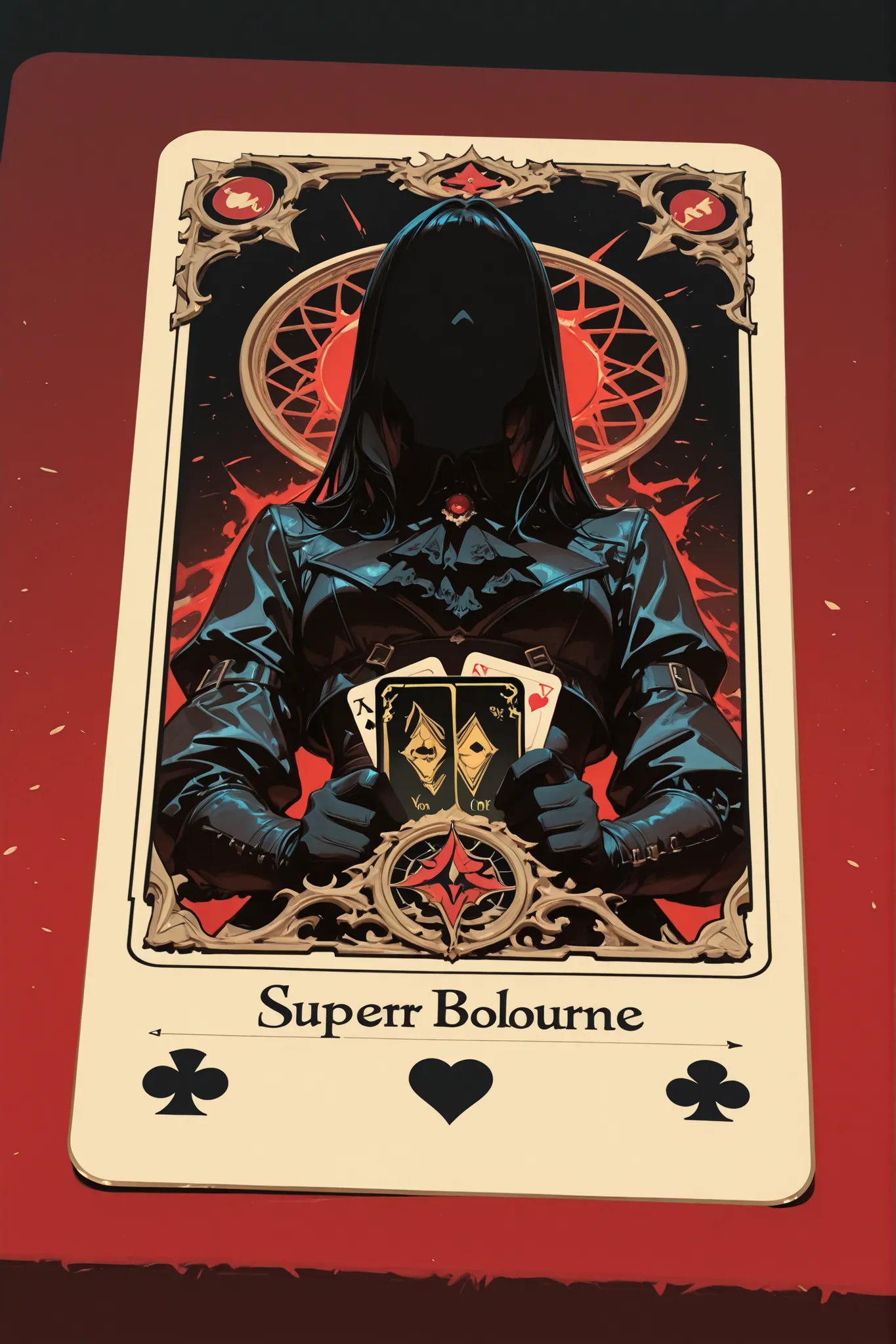 Ominious Mockup beautiful black & gold card game card (((with fantasy super detailed edges))), with a hyperrealist cute hot girl printed in Bloodbourne aesthetic and style