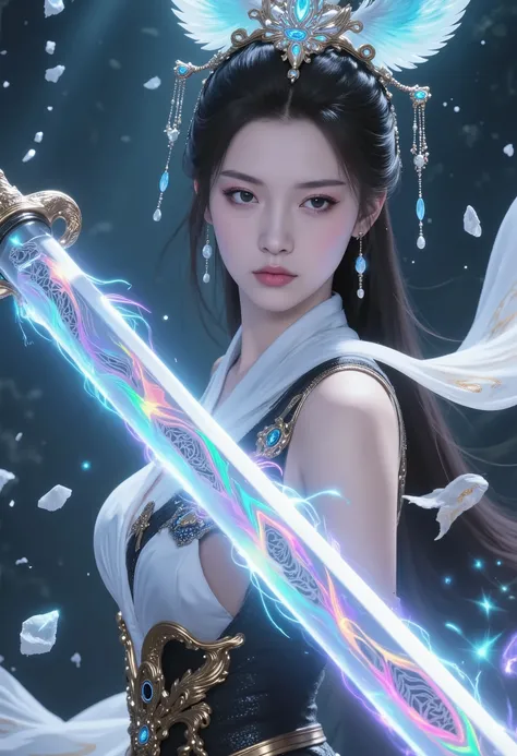 as if it contains,has intricate spatial and temporal patterns engraved on the surface,The surface of the light flowing through the surface,Endless Mysteries of Time and Space。waistline,The long sword in her hand consists entirely of pure light energy,as Li...