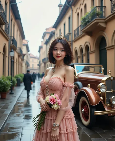 ((Original Photography)), (best quality), (Simple style),1 pretty chinese young beuatiful idol, body,Huge breasts, PRETTY COLORFUL dress, Butterfly Heart, Ruffled lace, Edwardian lace dress, ((detailed skin texture: 1.3)). best quality , Super quality, 16k...