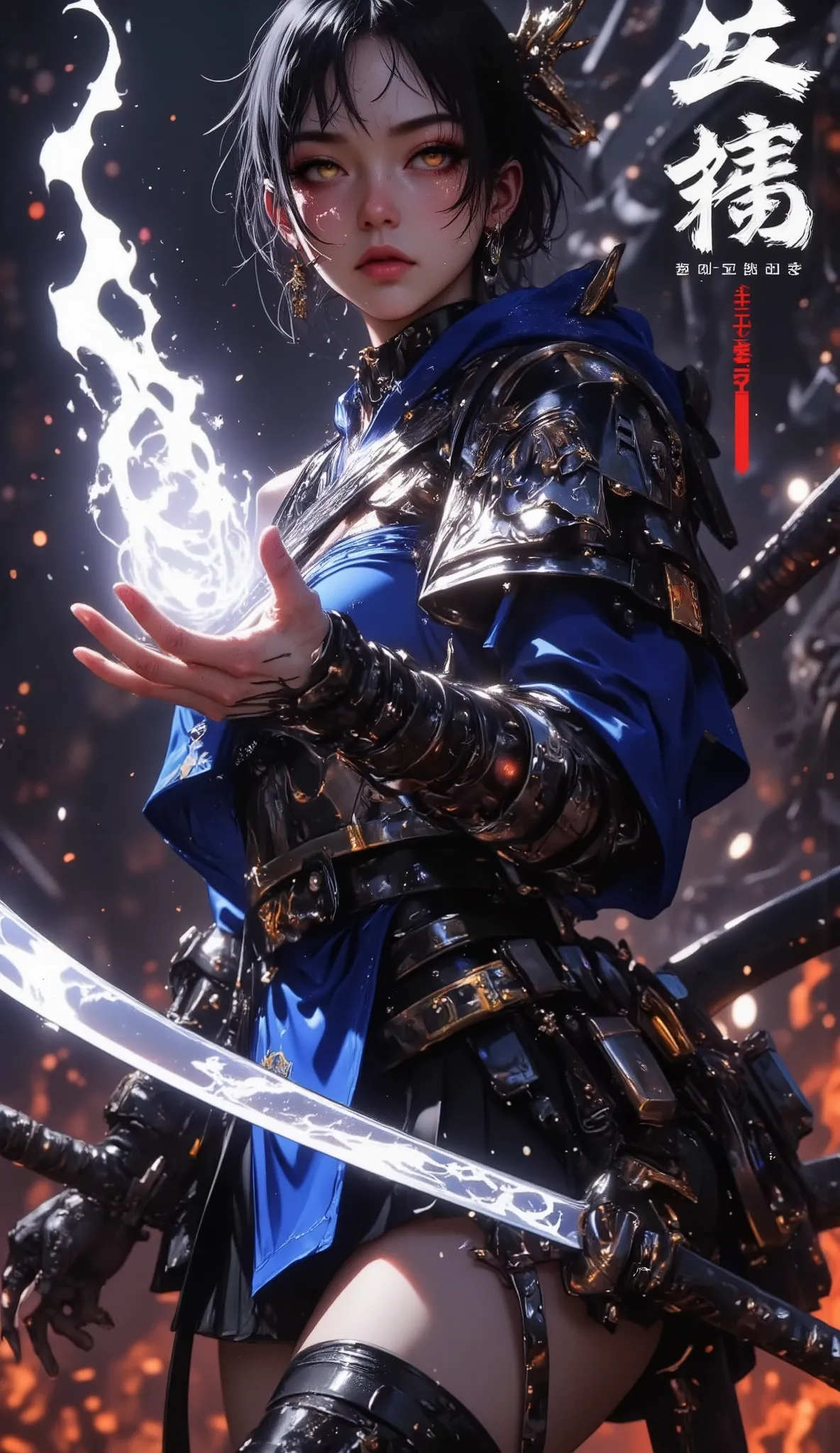 (Solo, female warrior, weapons master, she is summoned from Another word to win the apocalypse, Fantasy story, Fantasy artwork ),(highest quality, masterpiece, Realistic, extremely detailed CG unity 8k wallpaper, (realistic depiction fantasy artwork, hyper...