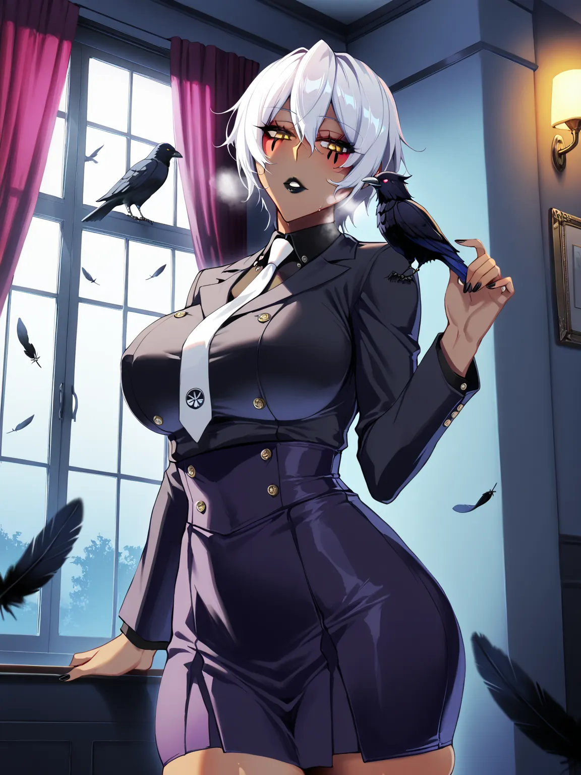 Chiyo, ggstduel, (puuzaki_puuna(punopupupu) styl:1.2), ((Cinematic, unreal engine, eye-catching, ambient occlusion, UHD, masterpiece)), ((dim lighting, soft shadow)), comic, score_9, score_8_up, score_7_up, score_6_up, score_5_up, score_4_up, uncensored, d...