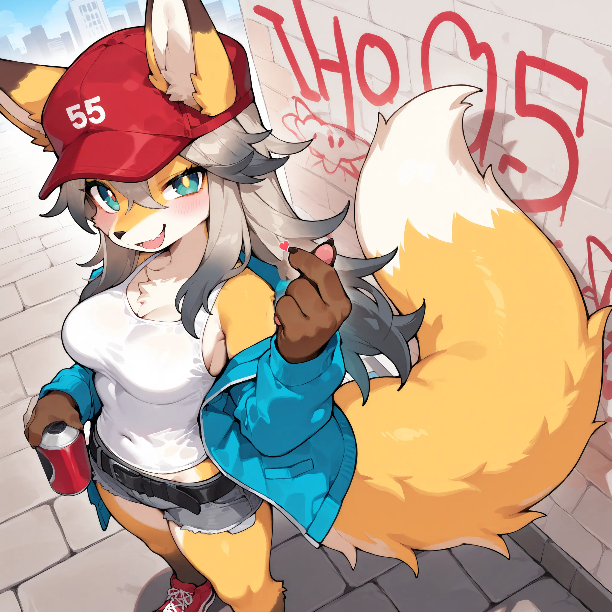 Korean finger heart, dark brown hands, pawpads on fingers