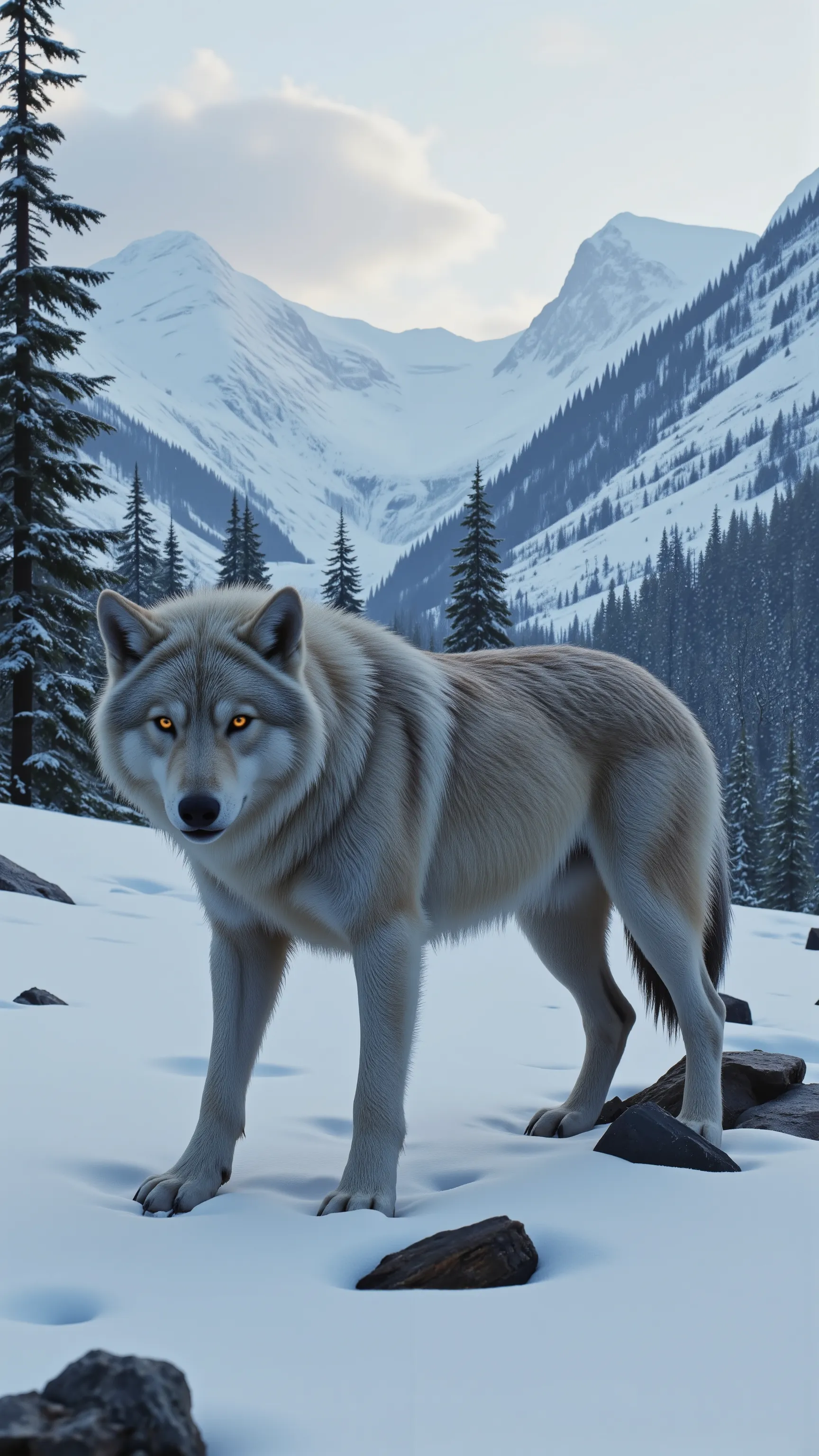 highdefinition images、Northern Wolf、Beautiful Coat、in the harsh natural environment of the アラスカ、A werewolf that lives strong