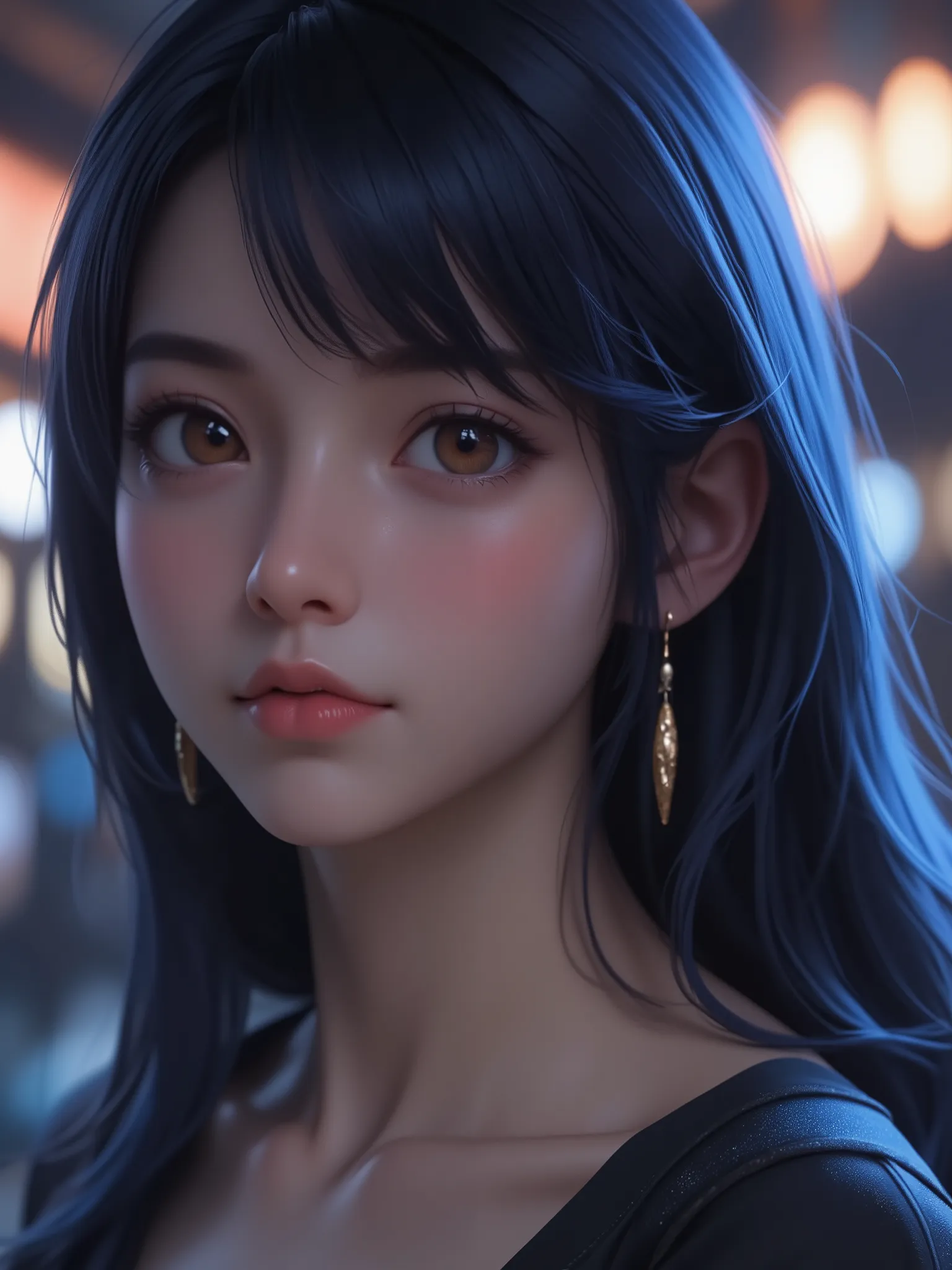 super realism, dark blue hair, super high resolution, 8k, master piece, sublime, fractal, intricate, high quality CG, Beautiful CG, Soft Light, fashion brand image, Fashionable and casual, The Tyndall effect, lifelike, studio, Side lighting, (HD Skin:1.2),...