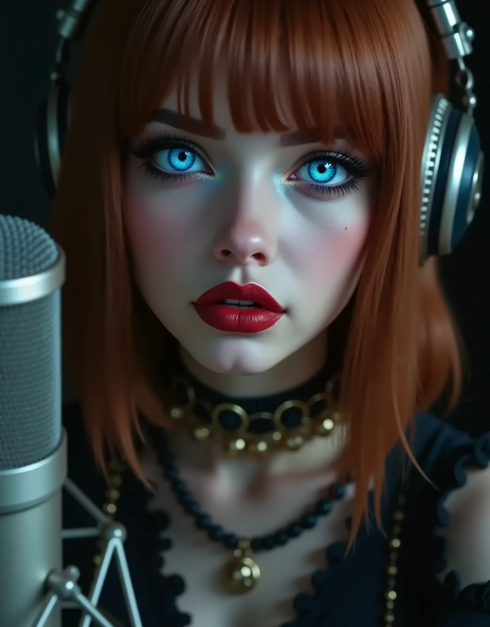 ((RAW Photo), Absurds, (Absurd Resolution)), (Masterpiece, Best Quality), ((Hyperrealism, Photorealistic)), (AI Fantasy), (masterpiece, highest quality, amazing quality), (realistic pupil, luminous deep violet eyes), (beautiful girl, 18 years old), (reddis...