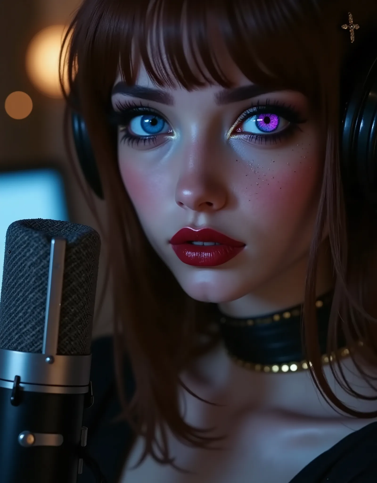((RAW Photo), Absurds, (Absurd Resolution)), (Masterpiece, Best Quality), ((Hyperrealism, Photorealistic)), (AI Fantasy), (masterpiece, highest quality, amazing quality), (realistic pupil, luminous deep violet eyes), (beautiful girl, 18 years old), (reddis...