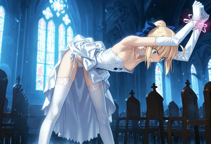 masterpiece, , absurdres, highres, detailed background, high resolution, masterpiece, necessary, detail, best quality, quality, necessary, details, High details, Precise, dark, indoors, ((church, blue hour)),day lens flare, blurry background, from side, , ...
