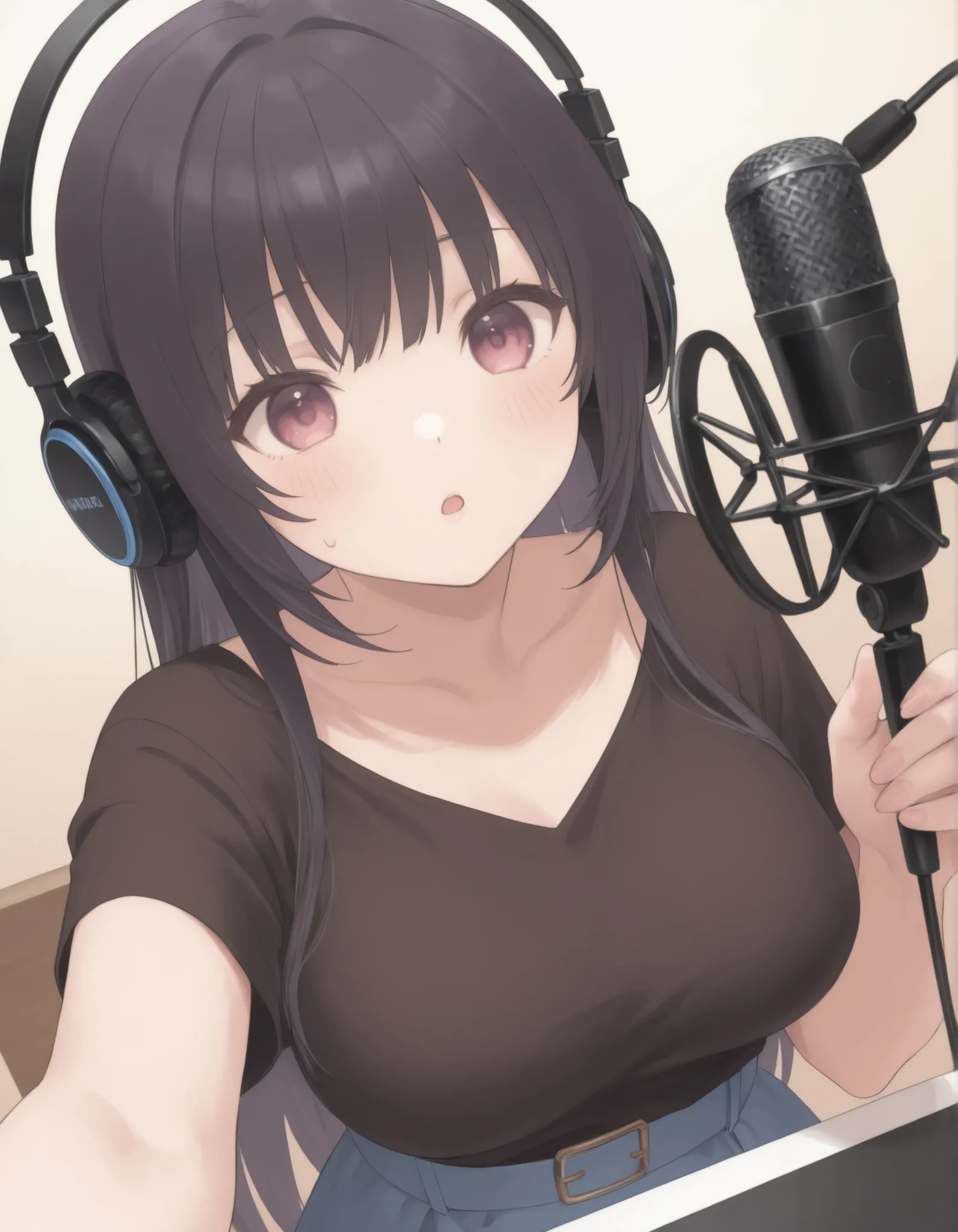ポッドキャスト womanhood　Headphones　studio　microphone phone　Stage　 music　streaming　cafe　coffee　Smartphone　womanhood　Moe Onna　Girly