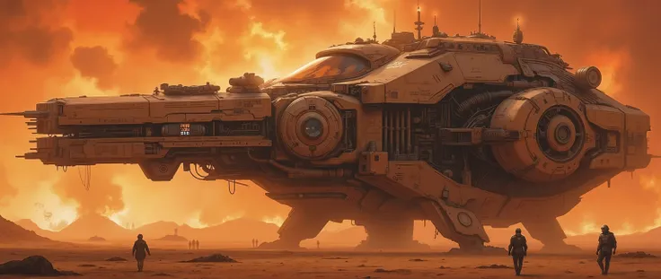 studio megaepic oil painting, 16 thousand., artistic masterpiece,  correct gravity , science fiction, 3000 AD , emblems and insignia are a very futuristic landscape with detailed fantastic rymen, Heavily armored and fully equipped rymen struggle to move th...