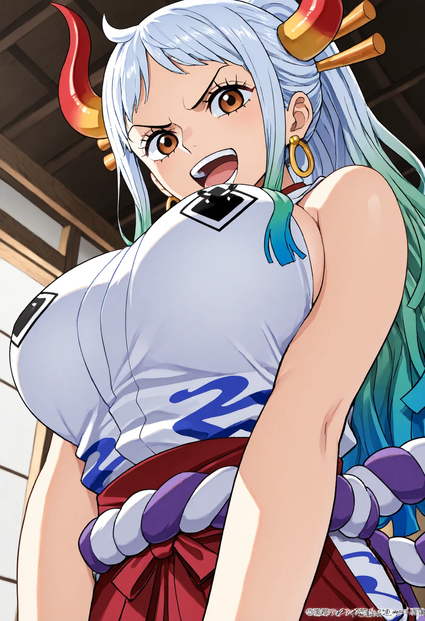 SCORE_9, SCORE_8_UP, SCORE_7_UP, SCORE_6_UP, SCORE_5_UP, SCORE_4_UP, rating_Suspicious, digital illustration , ピクシブ, Official Art,  1 girl, cute, solo,  Stud Earrings,  embarrassing, (Big breasts),  UPper body,  (beautiful breasts,   beautiful skin from ab...